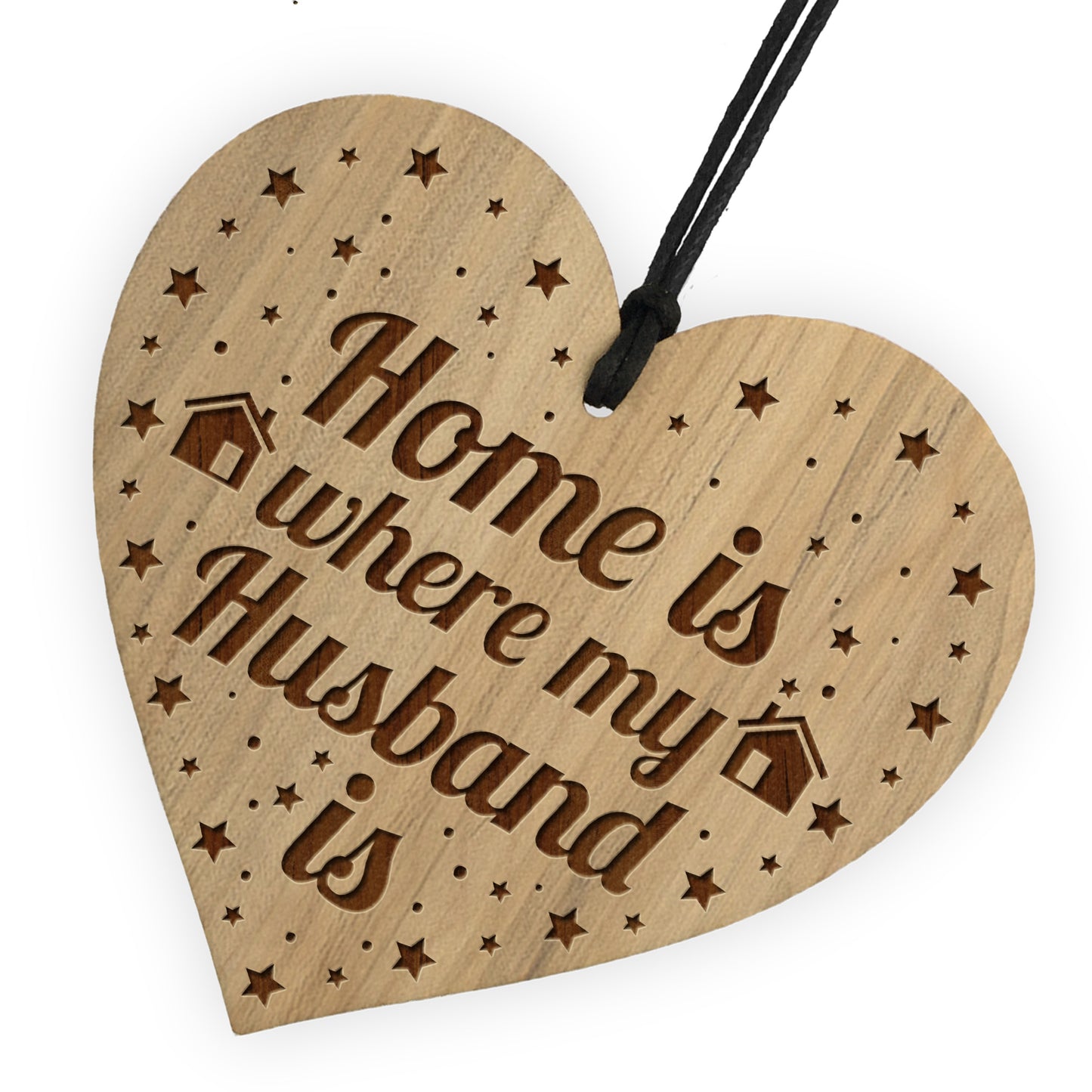 Home Is Where My Husband Is Wood Heart Husband Birthday Gifts