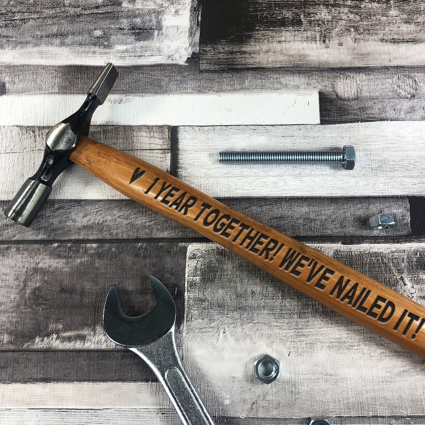 1 Year Anniversary Gift For Boyfriend Husband Engraved Hammer