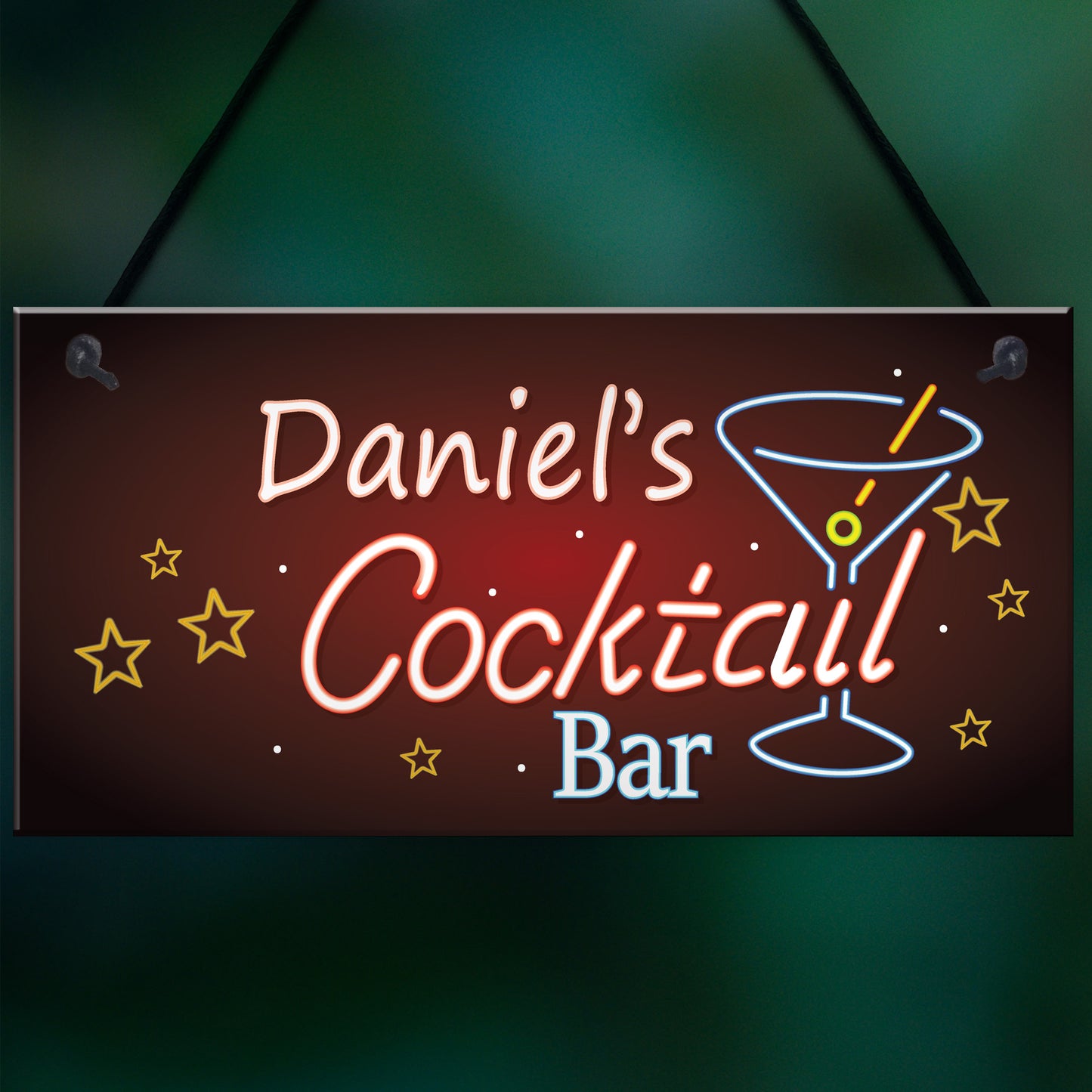 Personalised Cocktail Place Bar Club Neon Sign Drinks Plaques