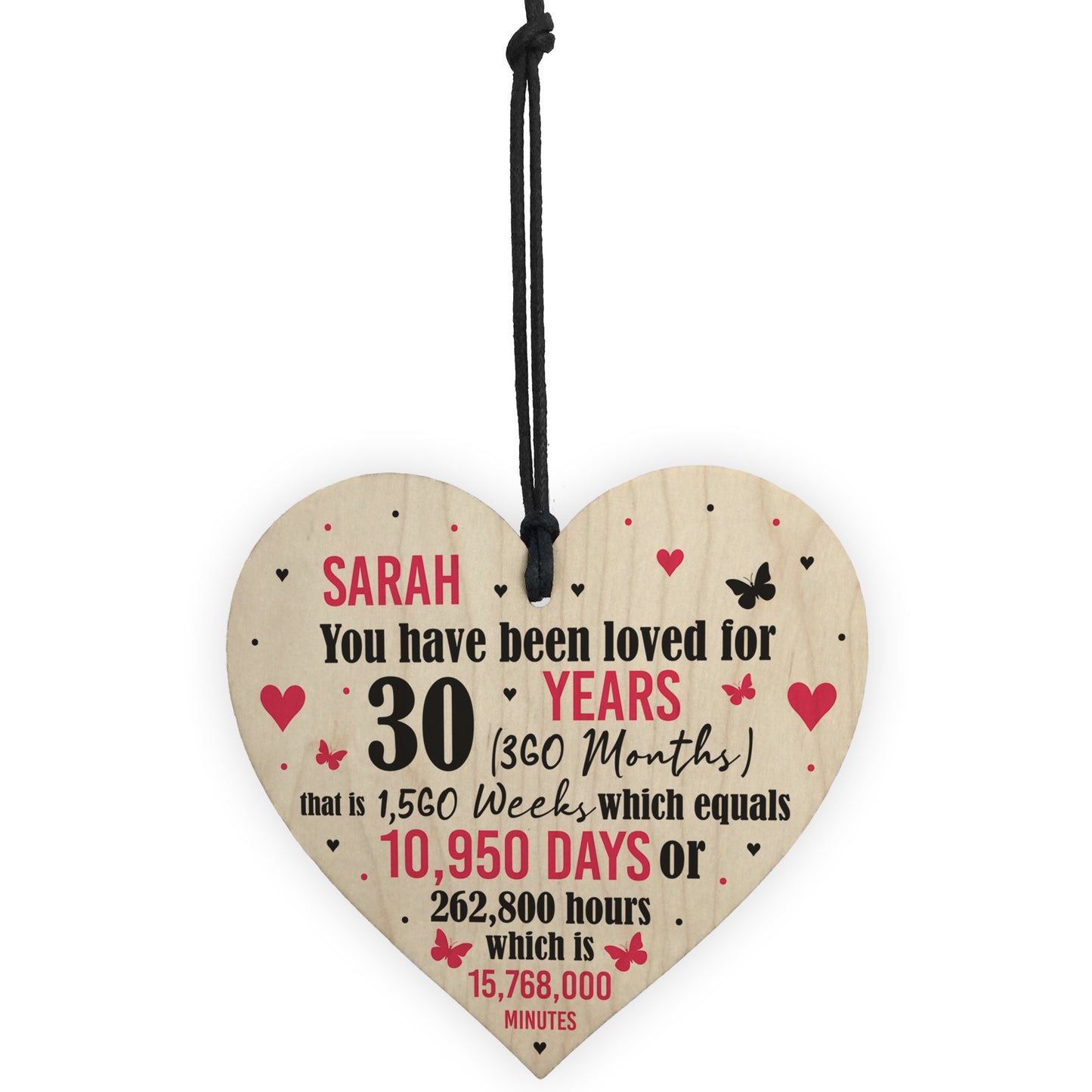 Personalised 30th Birthday Gift Heart Keepsake Gift For Women