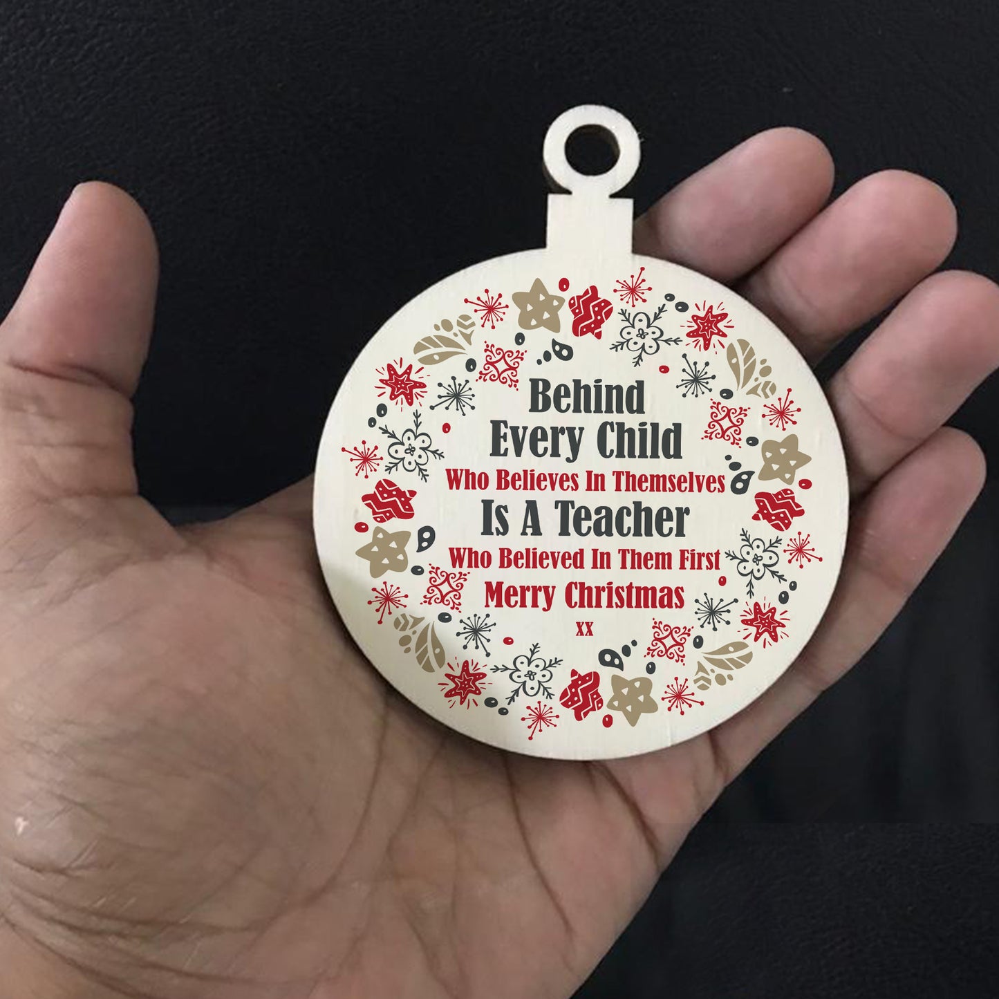 Gift For Teacher From Child Wooden BaubleChristmas Gift THANKYOU