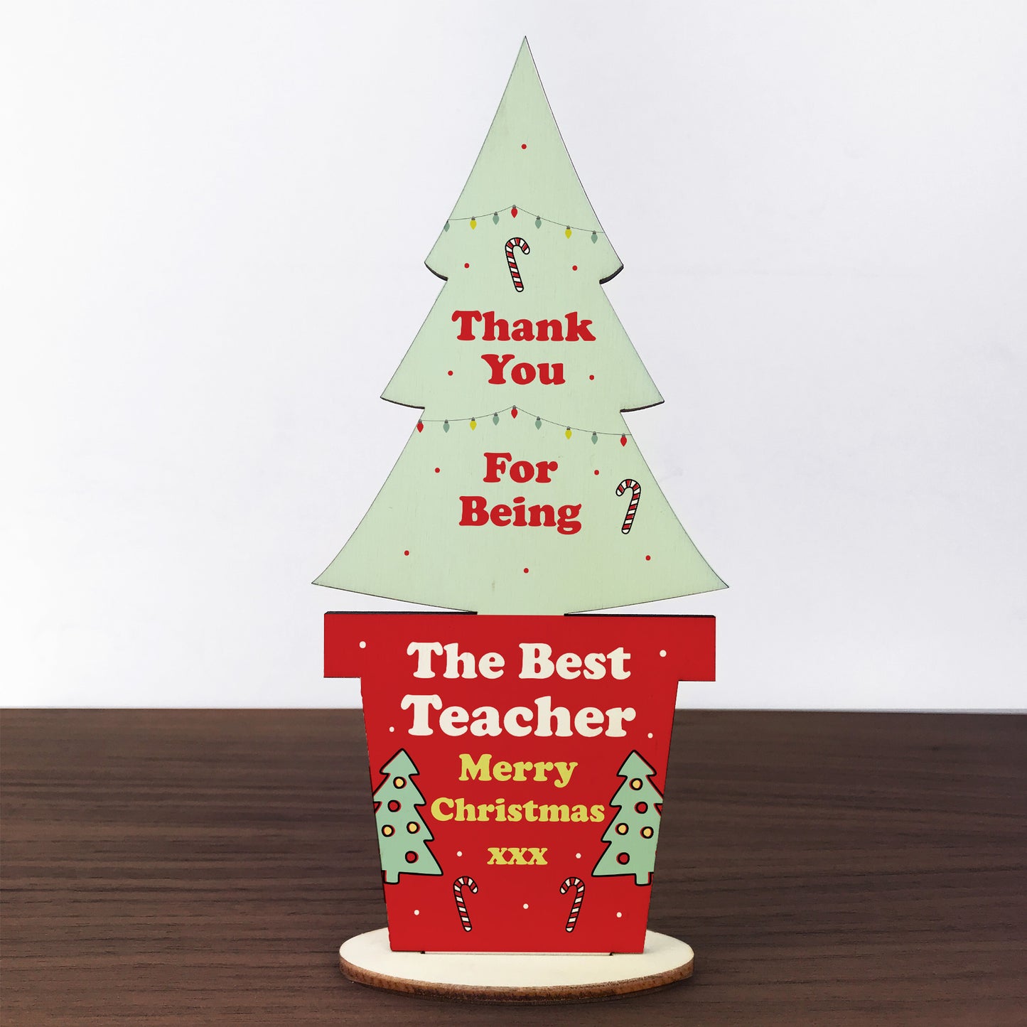 Christmas Gift For Teacher Standing Wooden Tree Novelty Gift