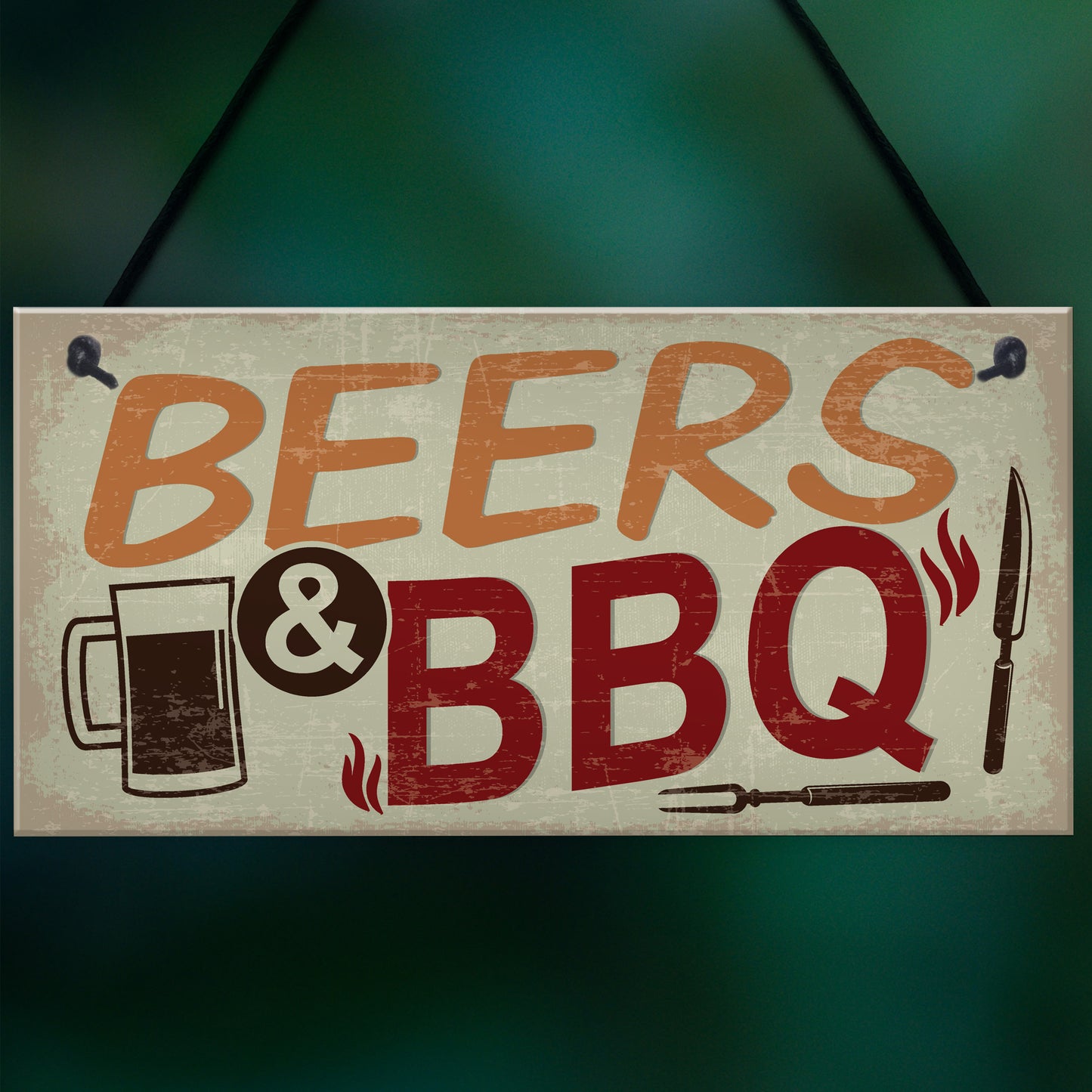 BEERS BBQ Novelty Hanging Garden Sign Barbeque Shed Plaques