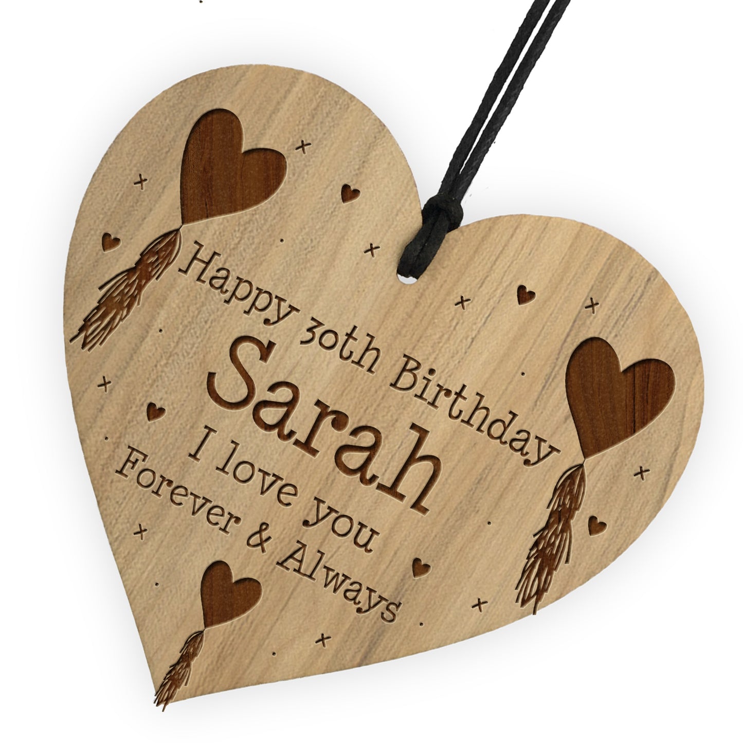 Personalised 21st 30th 40th Birthday Gift For Her Engraved Heart