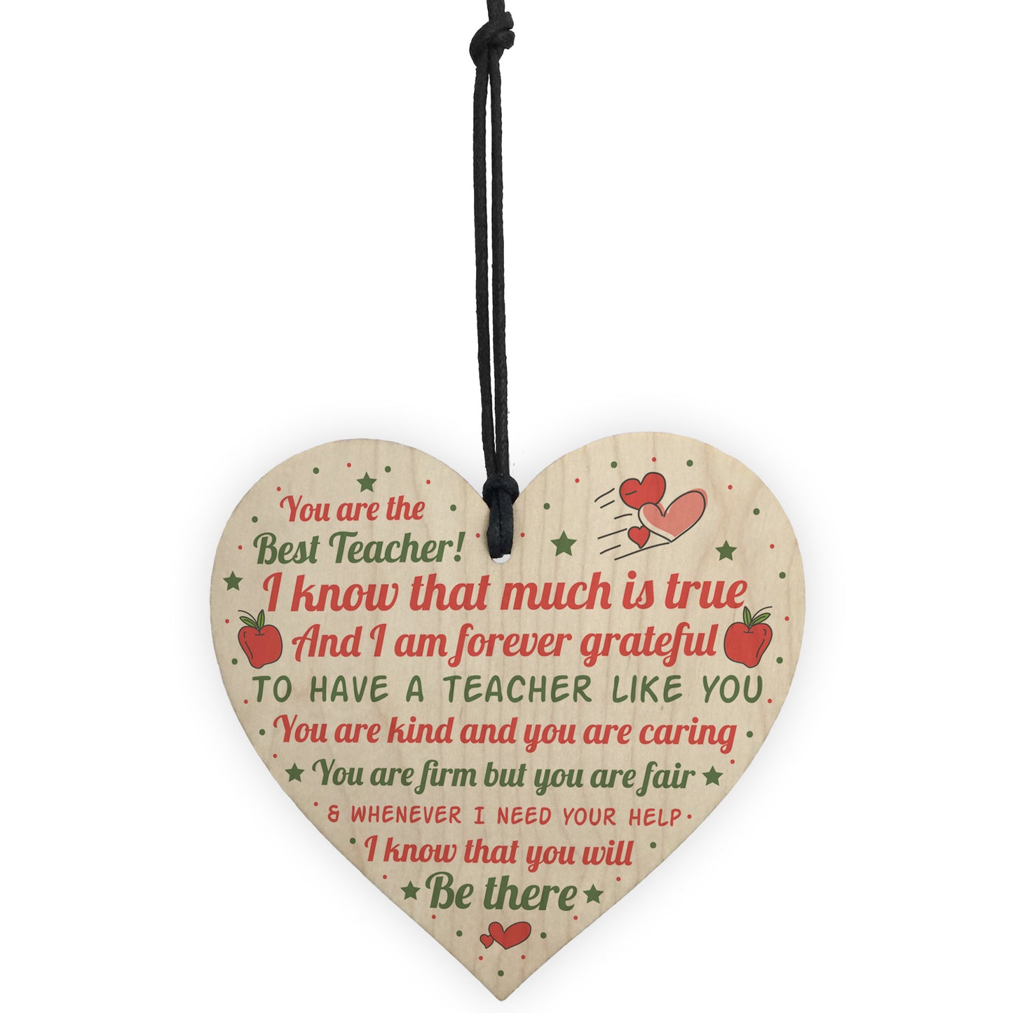 Teacher Gift Leaving Present Hanging Wooden Heart Nursery Gifts