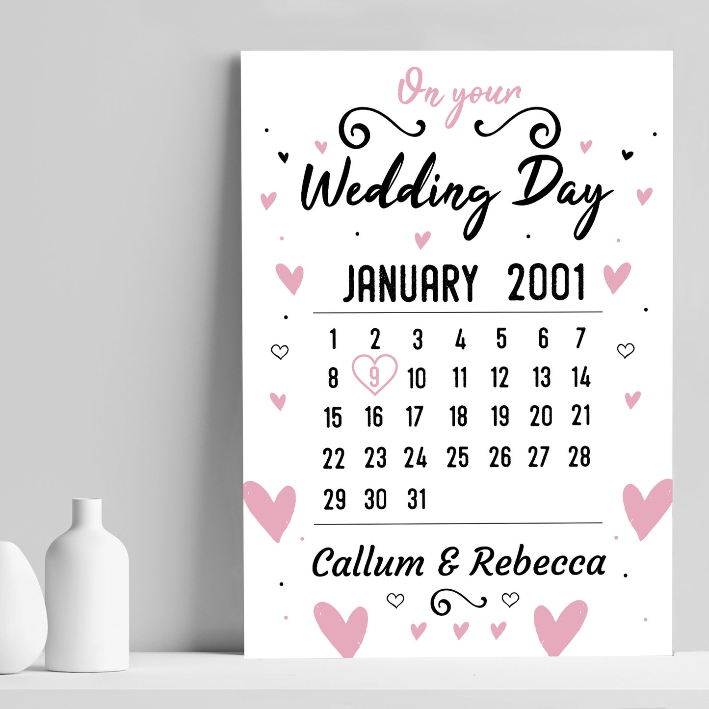 Wedding Day Gift Personalised Gift Marriage Present Heart Print