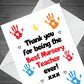 Teacher Card Thank You End Of School Nursery Card Leaving Card