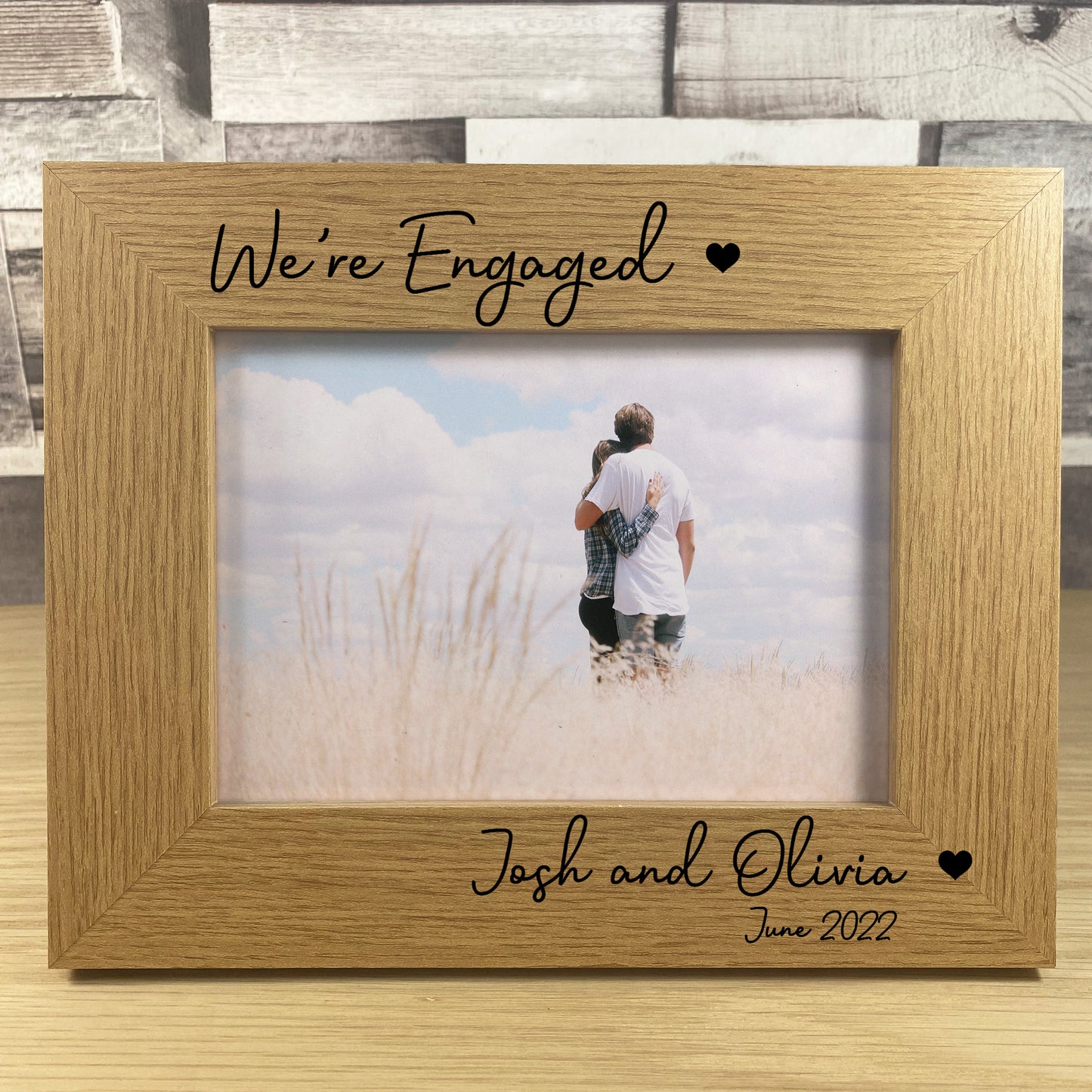 Personalised Wooden Photo Frame Engraved 7X5 Engagement Gift