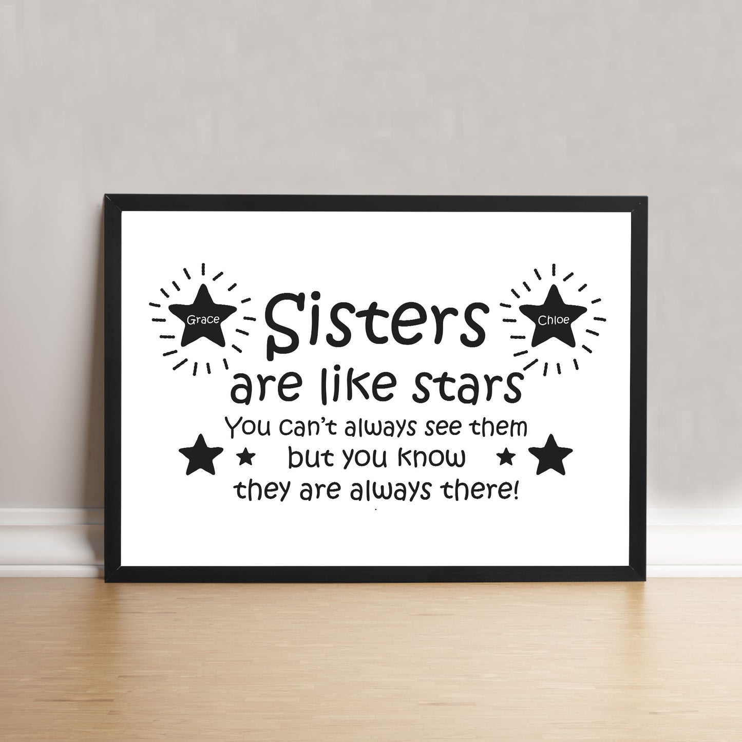 Sisters Are Like Stars Personalised Framed Print Sister Birthday