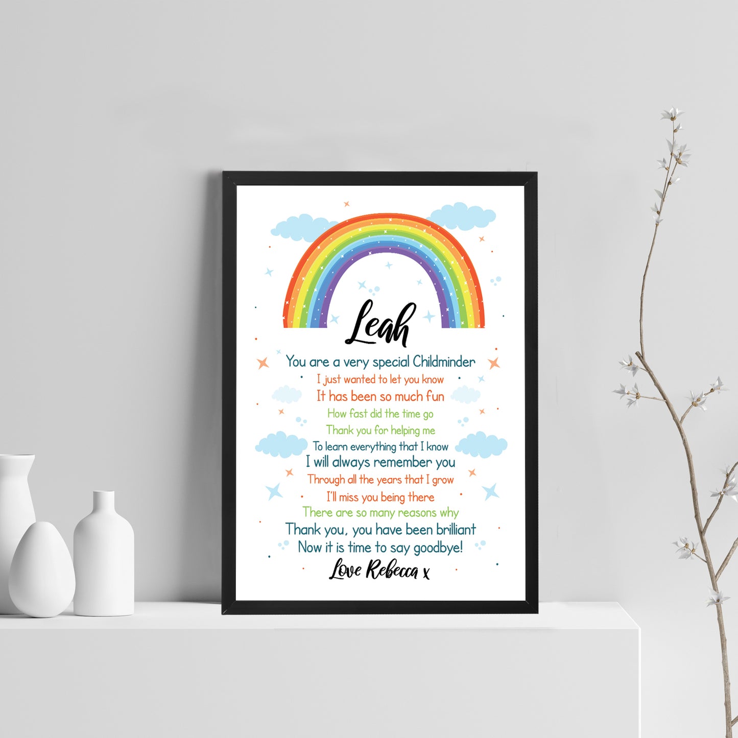 Personalised Rainbow Childminder Thank You Teacher Gift