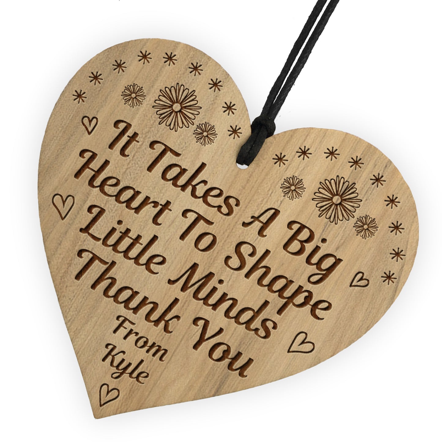 Personalised Teacher Gift Wood Engraved Heart Novelty Thank You