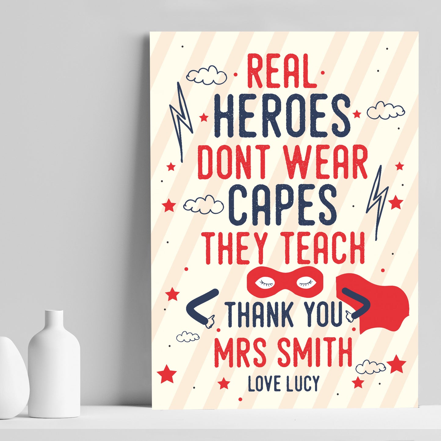 Thank You Teacher Assistant Gift Superhero Personalised Print