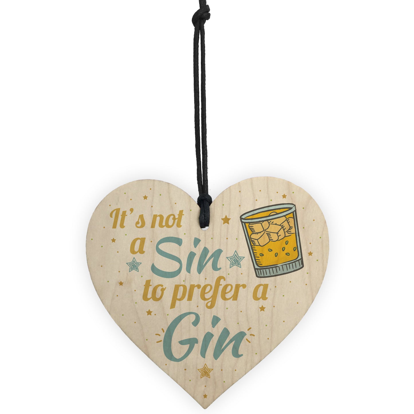 Gin Sign Wood Hanging Heart Plaque Kitchen Alcohol Gift Garden