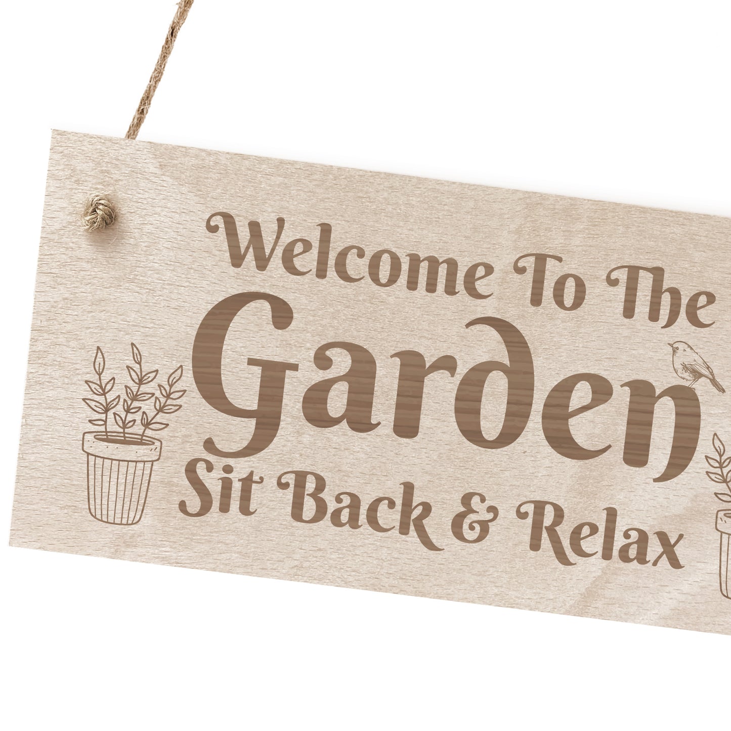 Garden Welcome Sign Engraved Wood Plaque Gift For Garden Shed