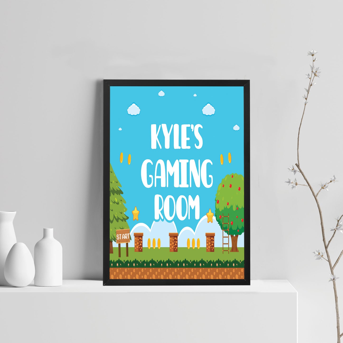 Gaming Poster Personalised Wall Print Retro Arcade Boys Bedroom