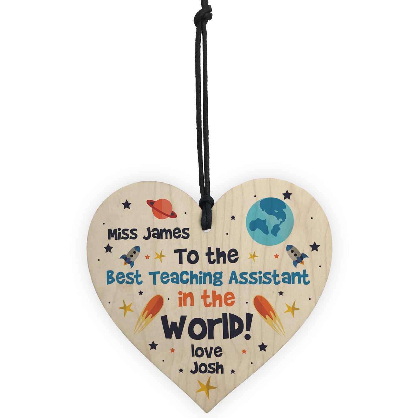 Best Teaching Assistant PERSONALISED Wooden Heart Nursery