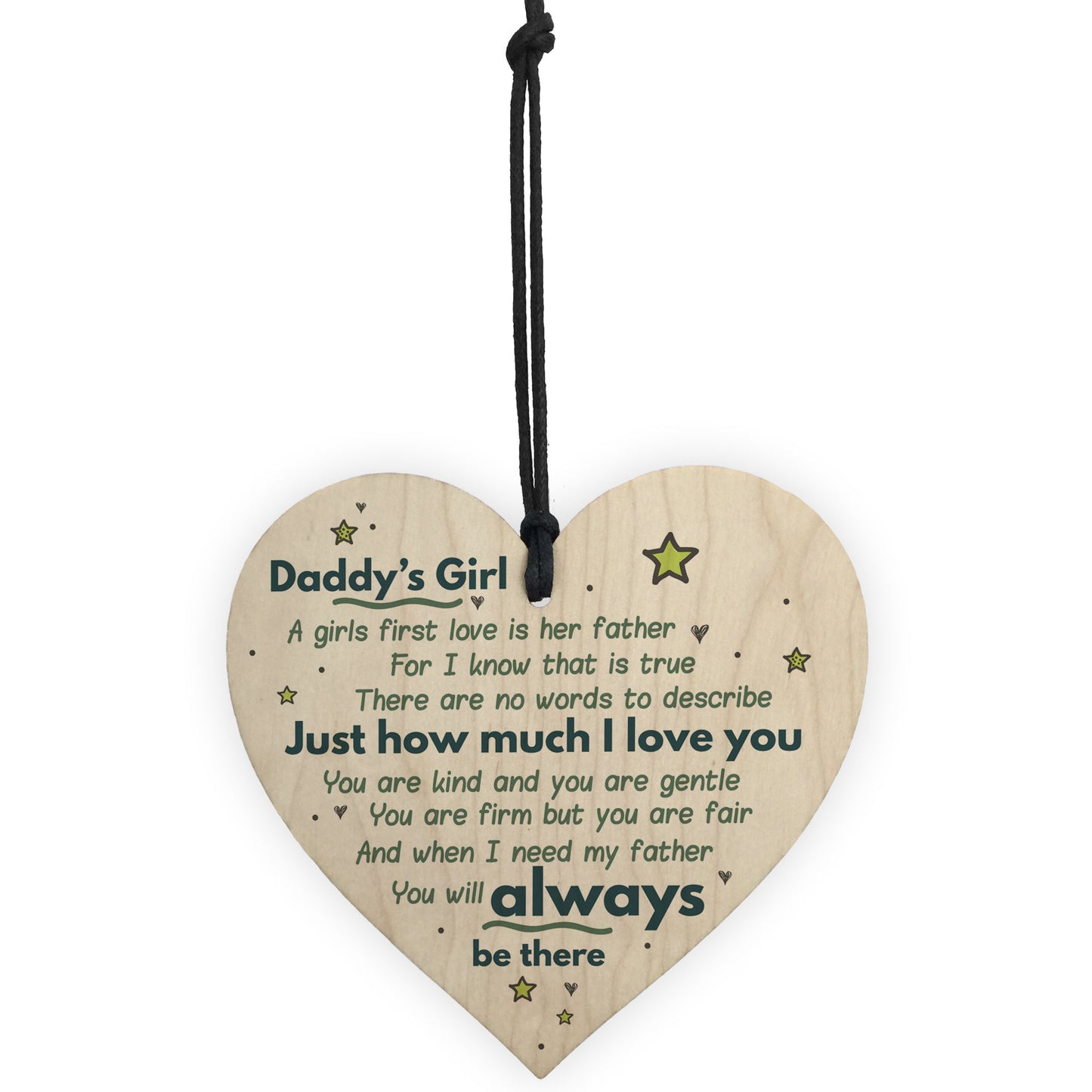 Daddy's Girl Hanging Wooden Heart FATHERS DAY Gift For Him Idea