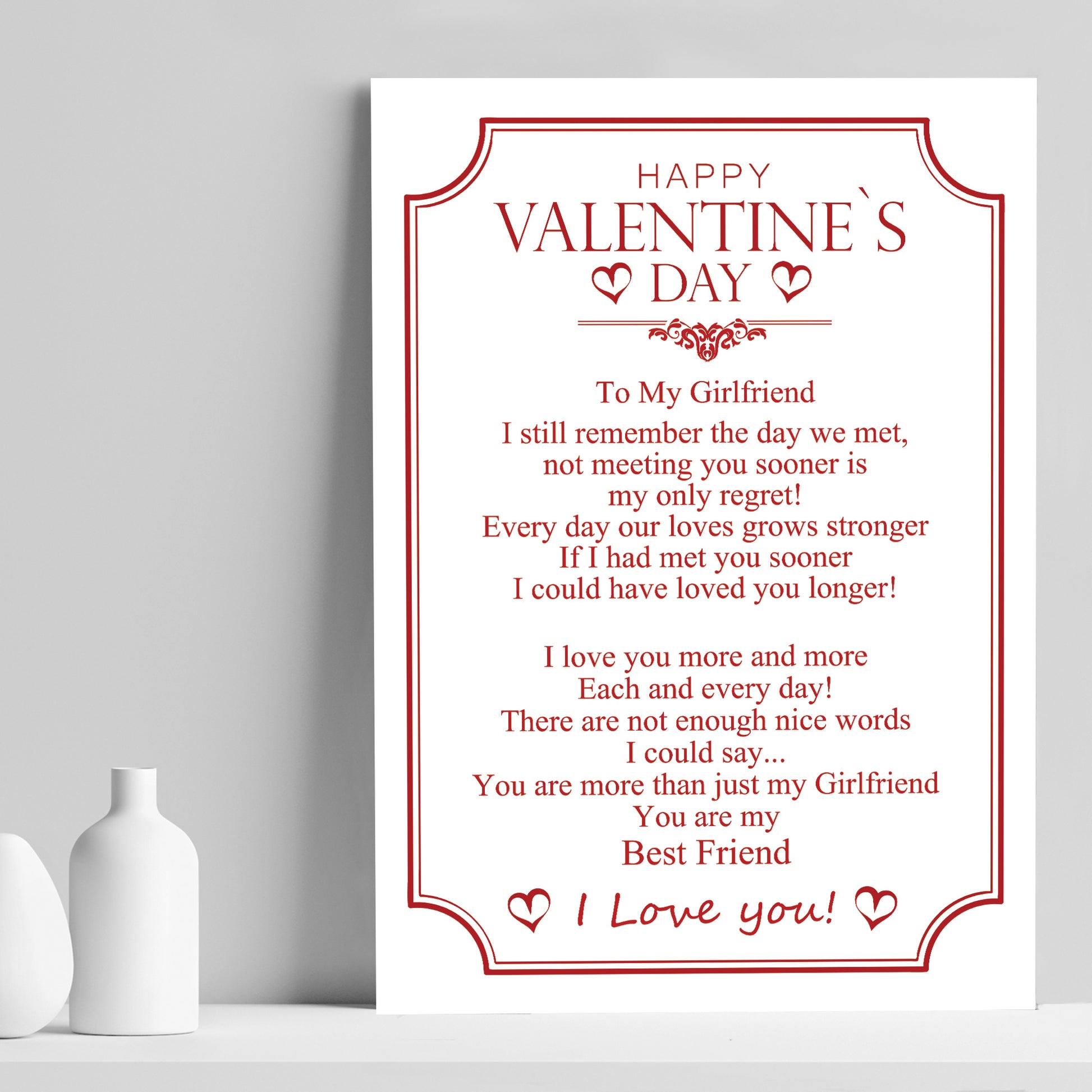 Valentines Gift For Her A4 LOVE POEM Print Valentines Day Gift