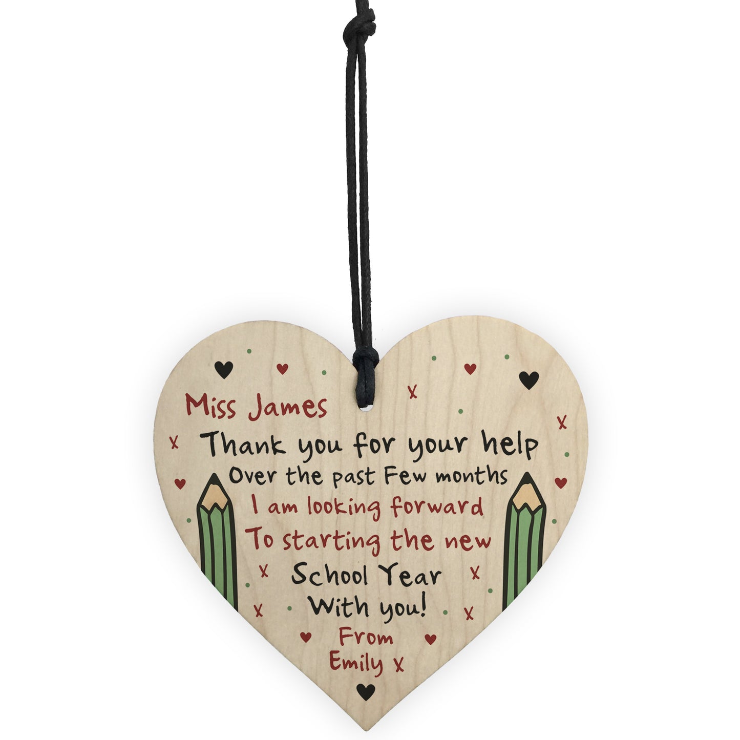 PERSONALISED Thankyou Teacher Gift Wood Heart Nursery School