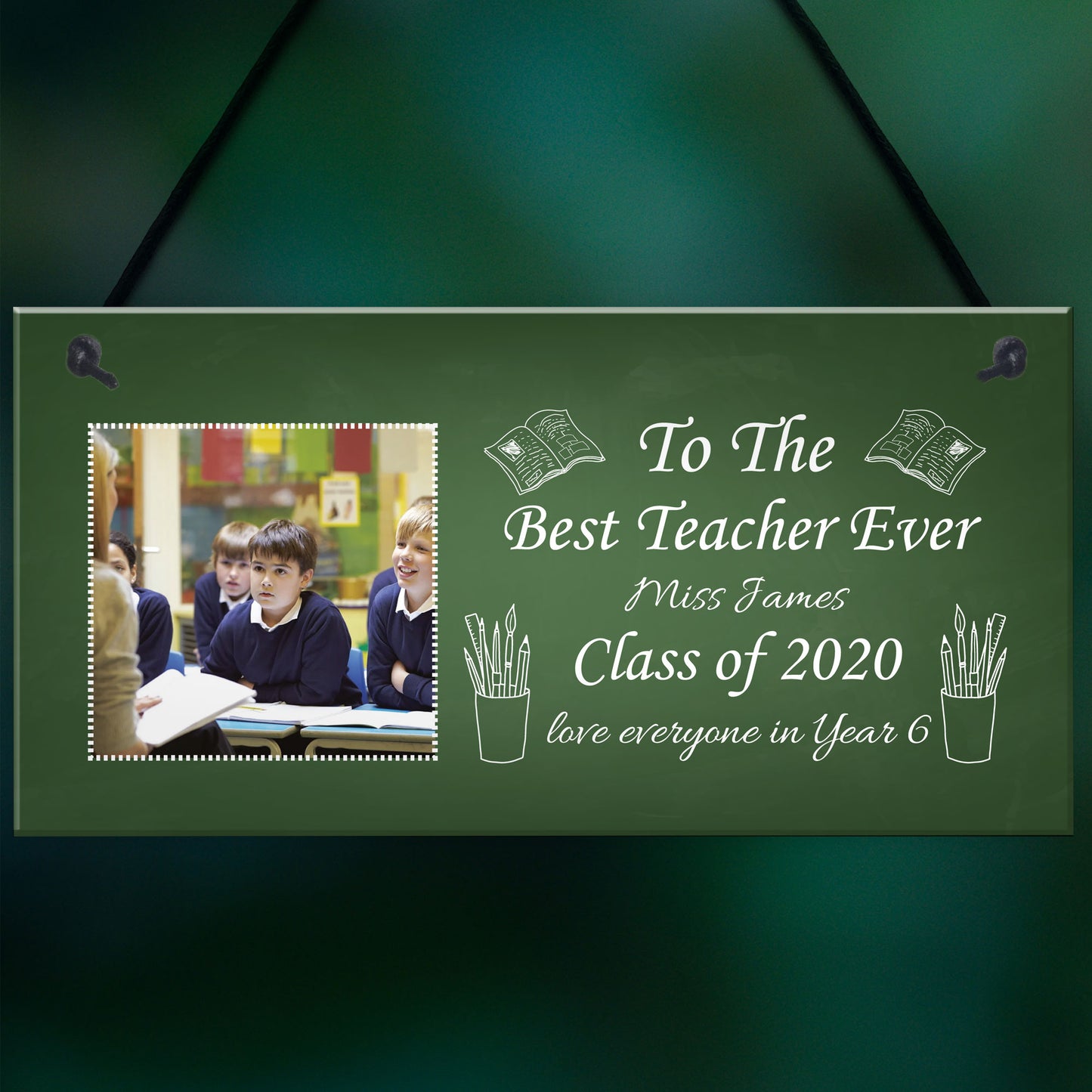 PERSONALISED Best Teacher Ever Photo Plaque Thankyou Birthday