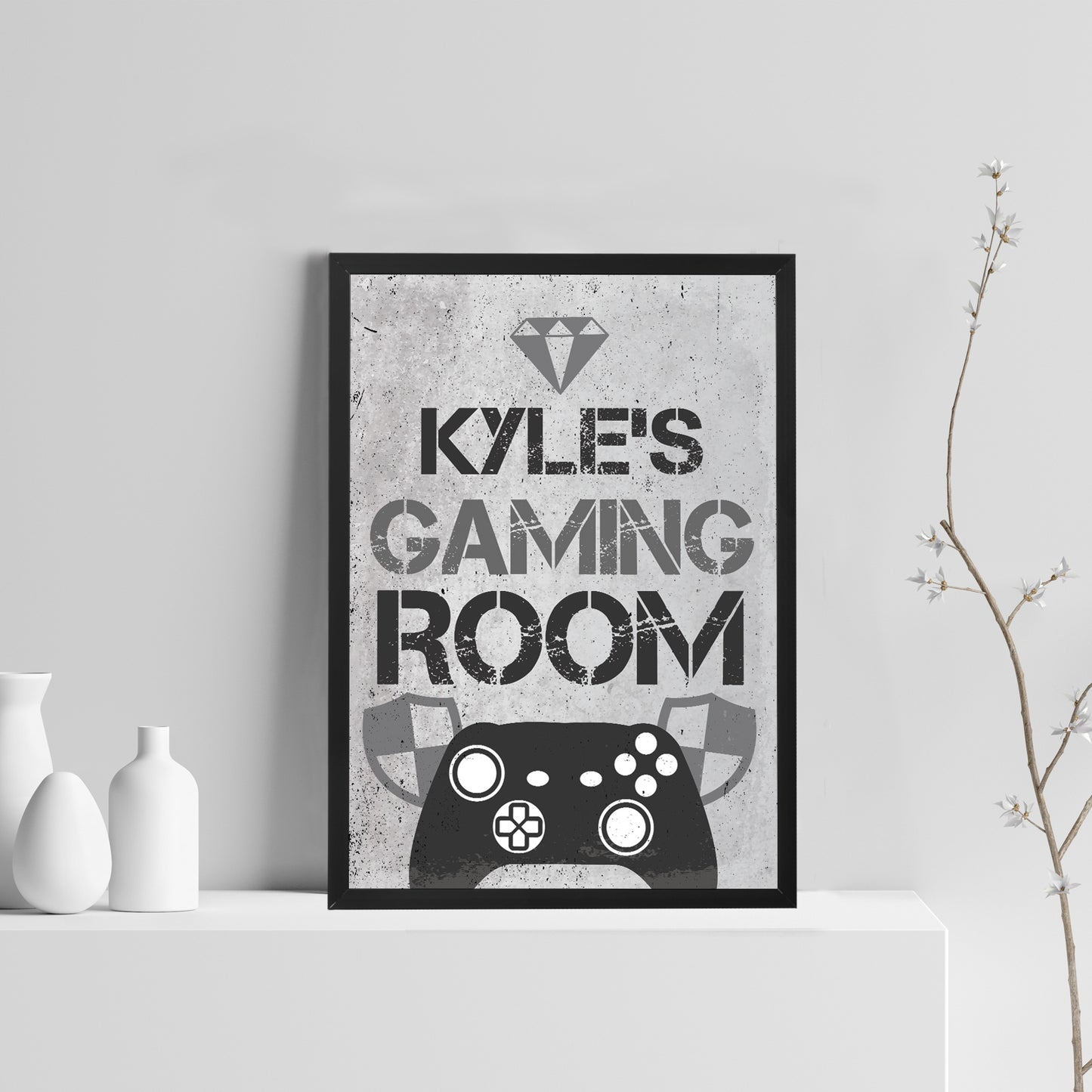 Personalised Bedroom Sign Boys Bedroom Wall Art Gamer Gift