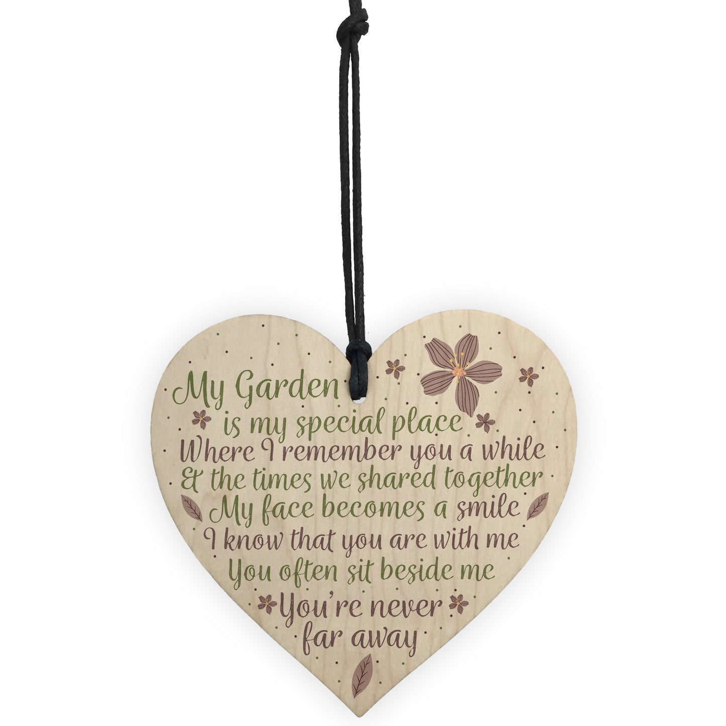 Wood Heart Garden Memorial Plaque Present Home Fence Shed Sign