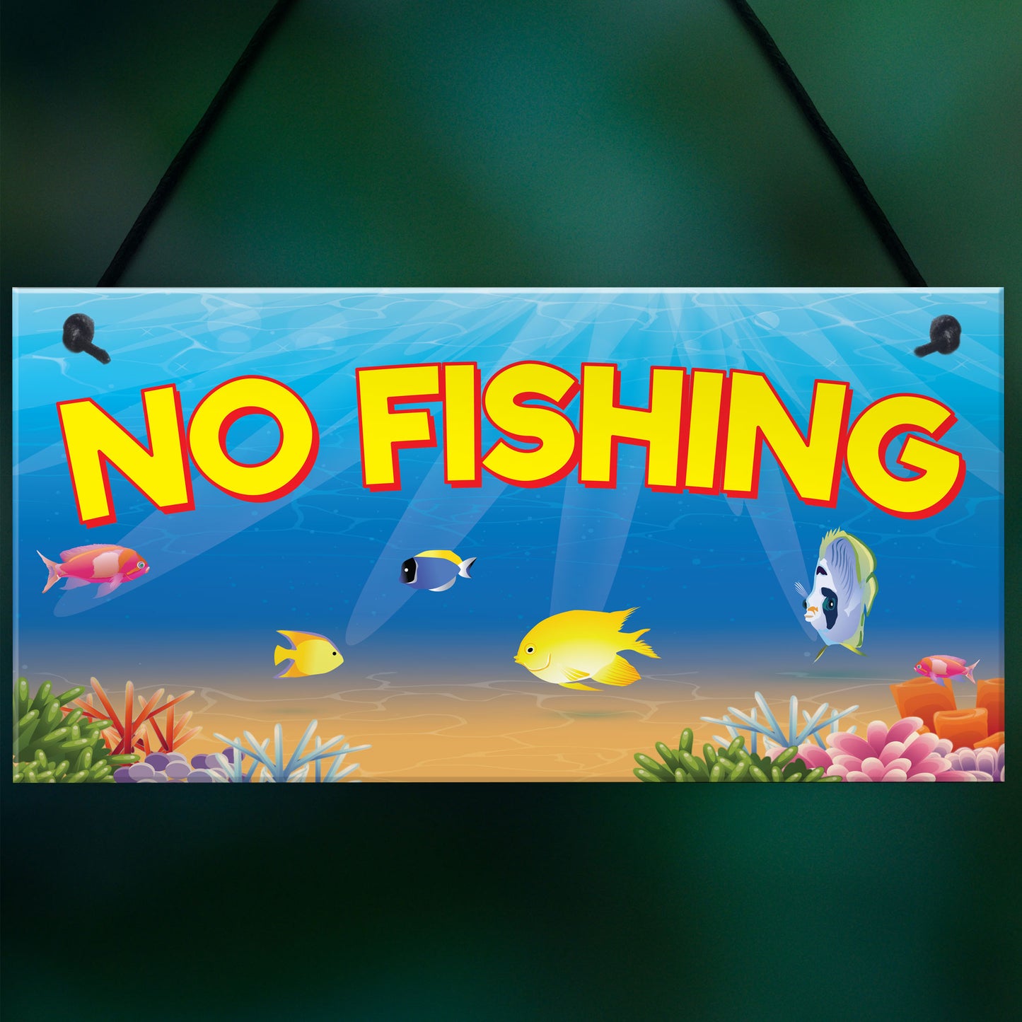 No Fishing Aquarium Fish Tank Pond Garden Gift Hanging Plaque