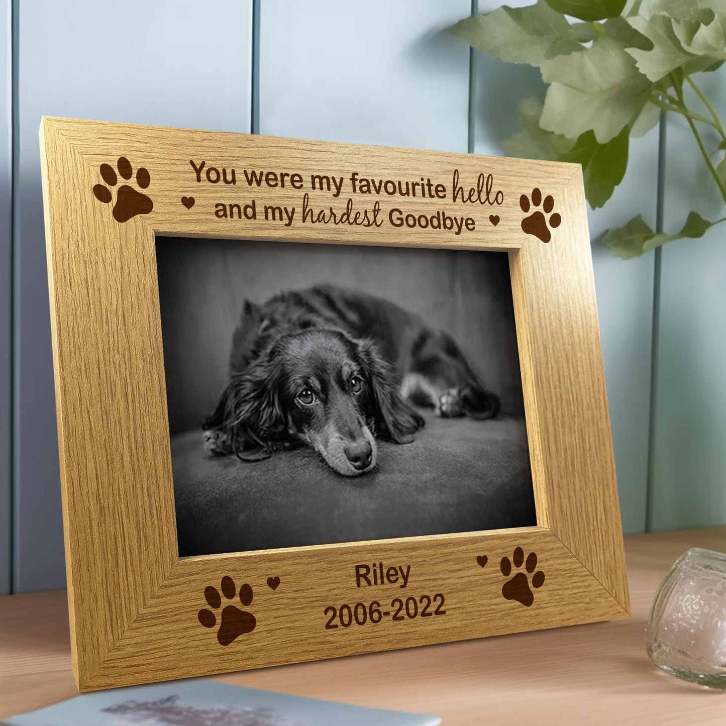 Personalised Pet Photo Frame Wooden Gift Dog Puppy Handmade Keep