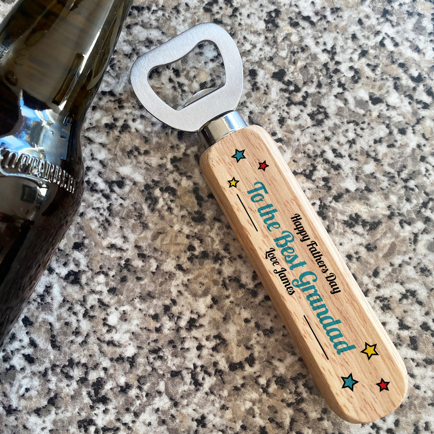 PERSONALISED Fathers Day Gift For Grandad Wood Bottle Opener