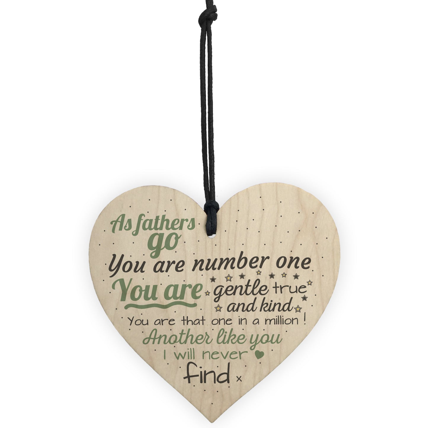 Number One Hanging Wood Heart FATHERS DAY Gift For Him Dad