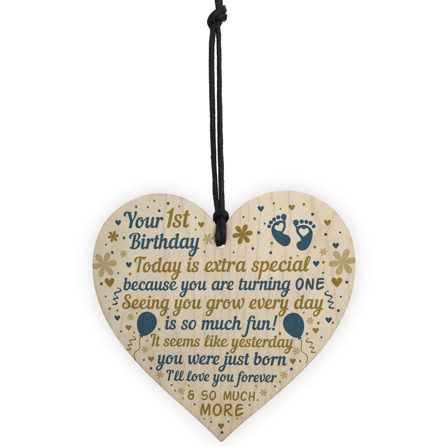 Baby's First 1st Birthday Gift For Baby Girl Boy Wooden Heart