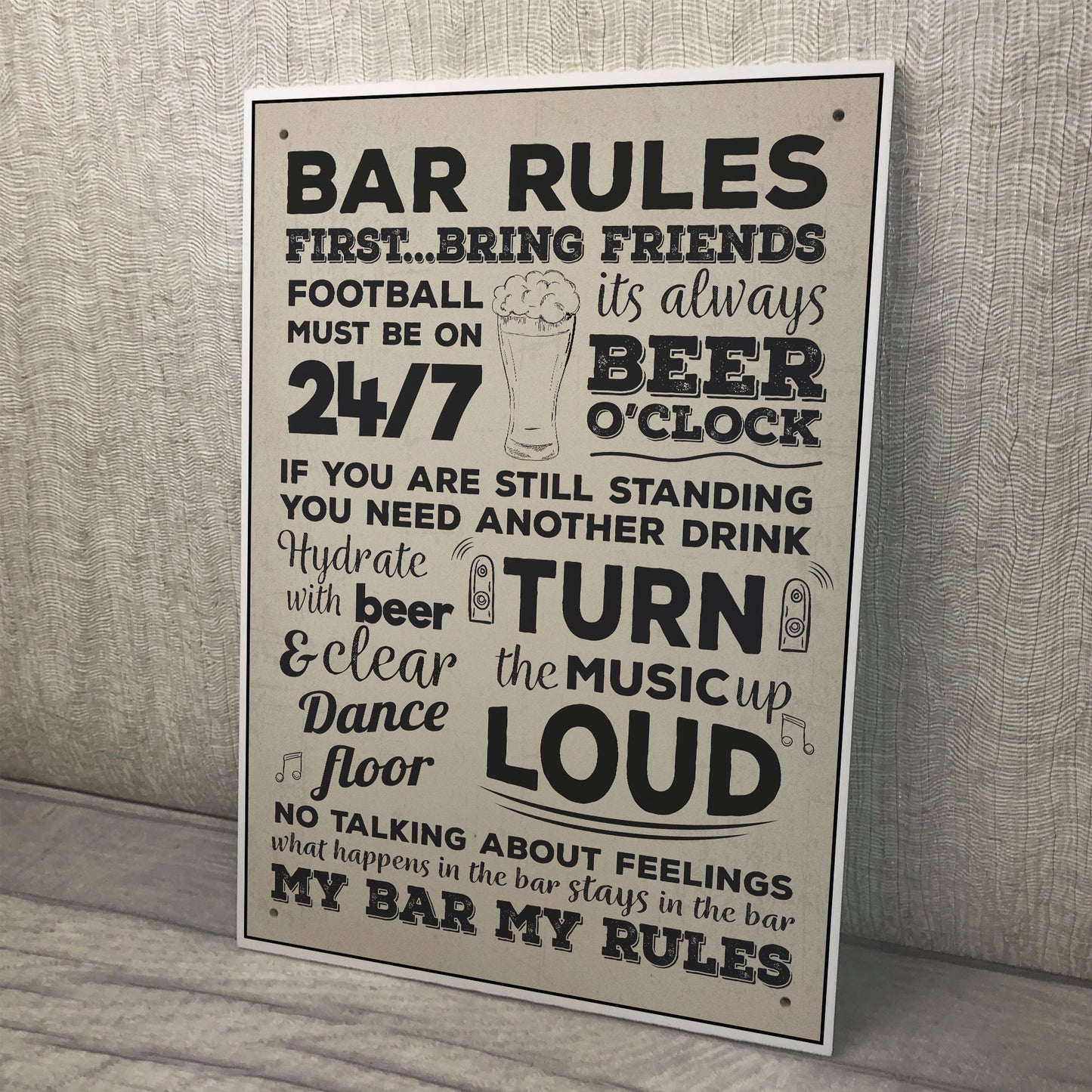 Bar Rules Hanging Plaque Alcohol Beer Pub Plaque Man Cave Sign