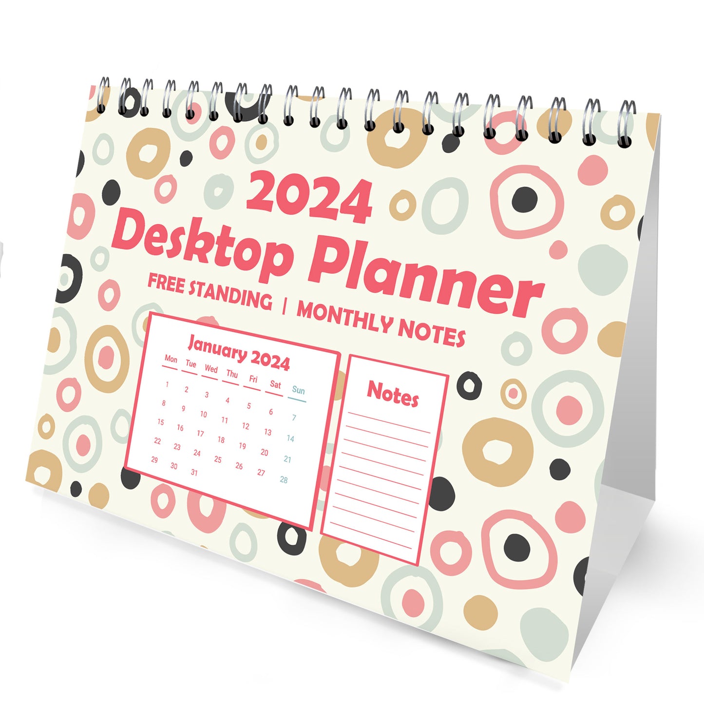 2024 Desktop Planner Calendar Spiral Bound Planner for Desk