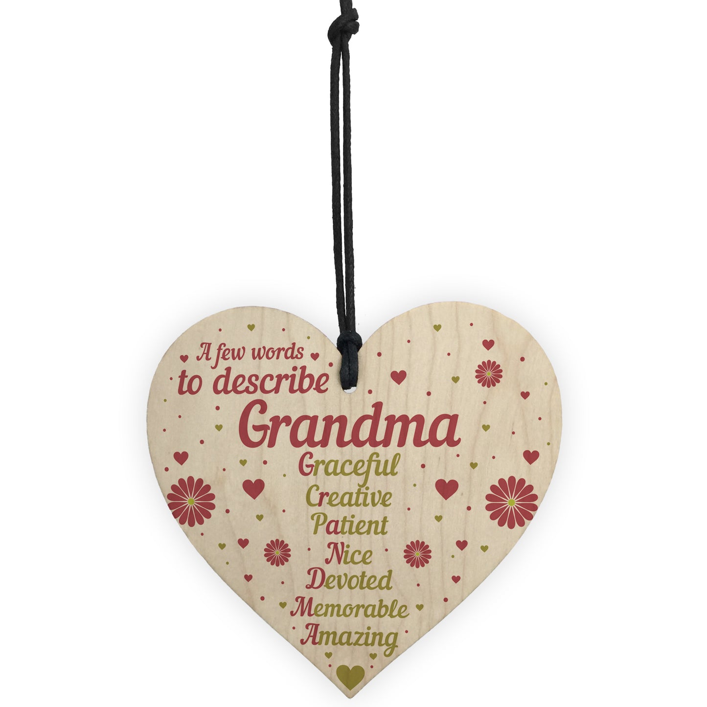 Words To Describe Grandma Wood Heart Birthday Gifts Grandma