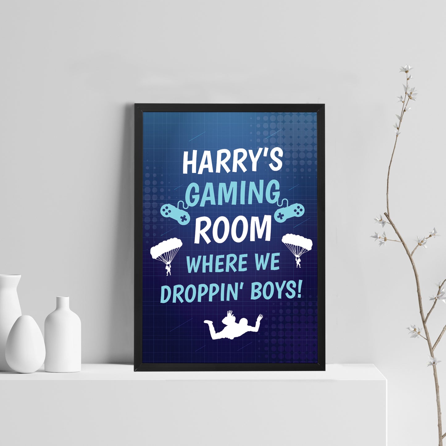 Gamer Lover Gift Framed Print Gaming Sign For Boys Bedroom Art
