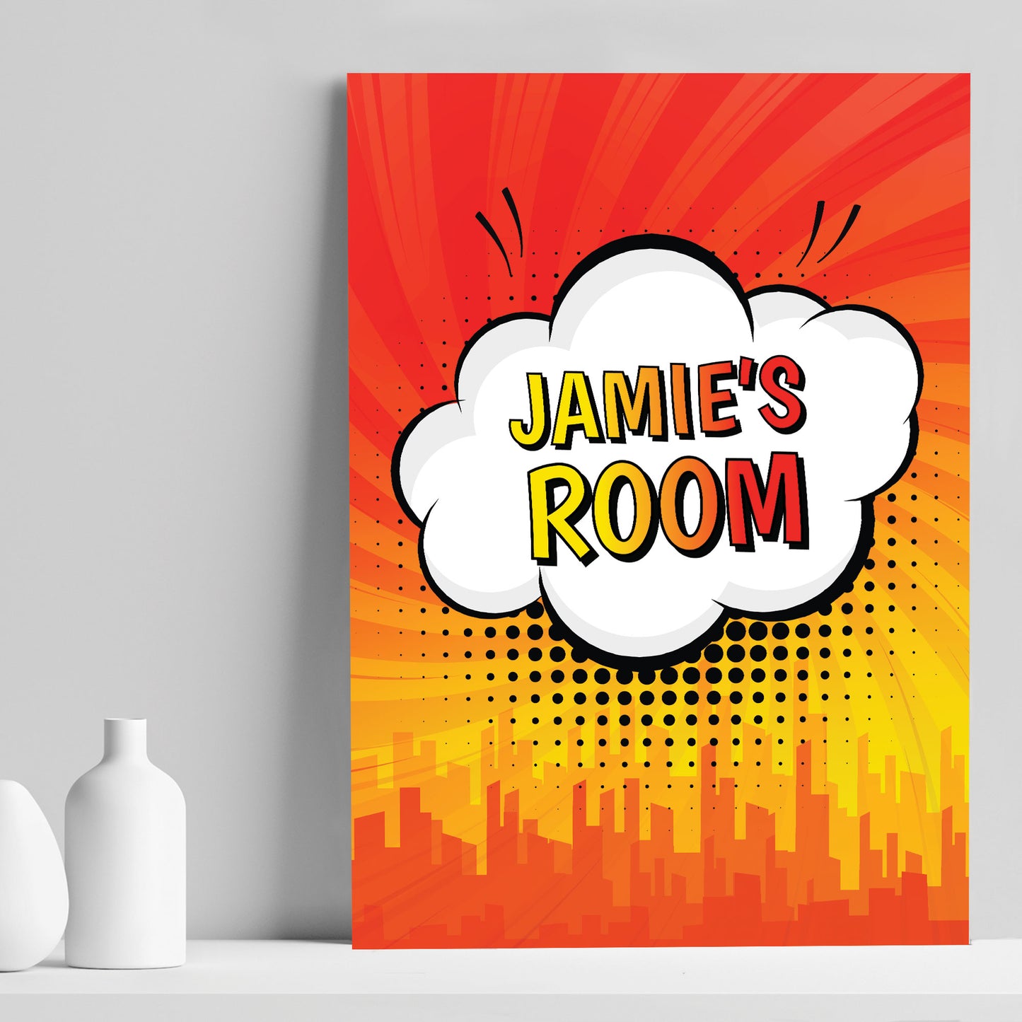 Personalised Superhero Wall Art Picture Boys Bedroom Son Gift