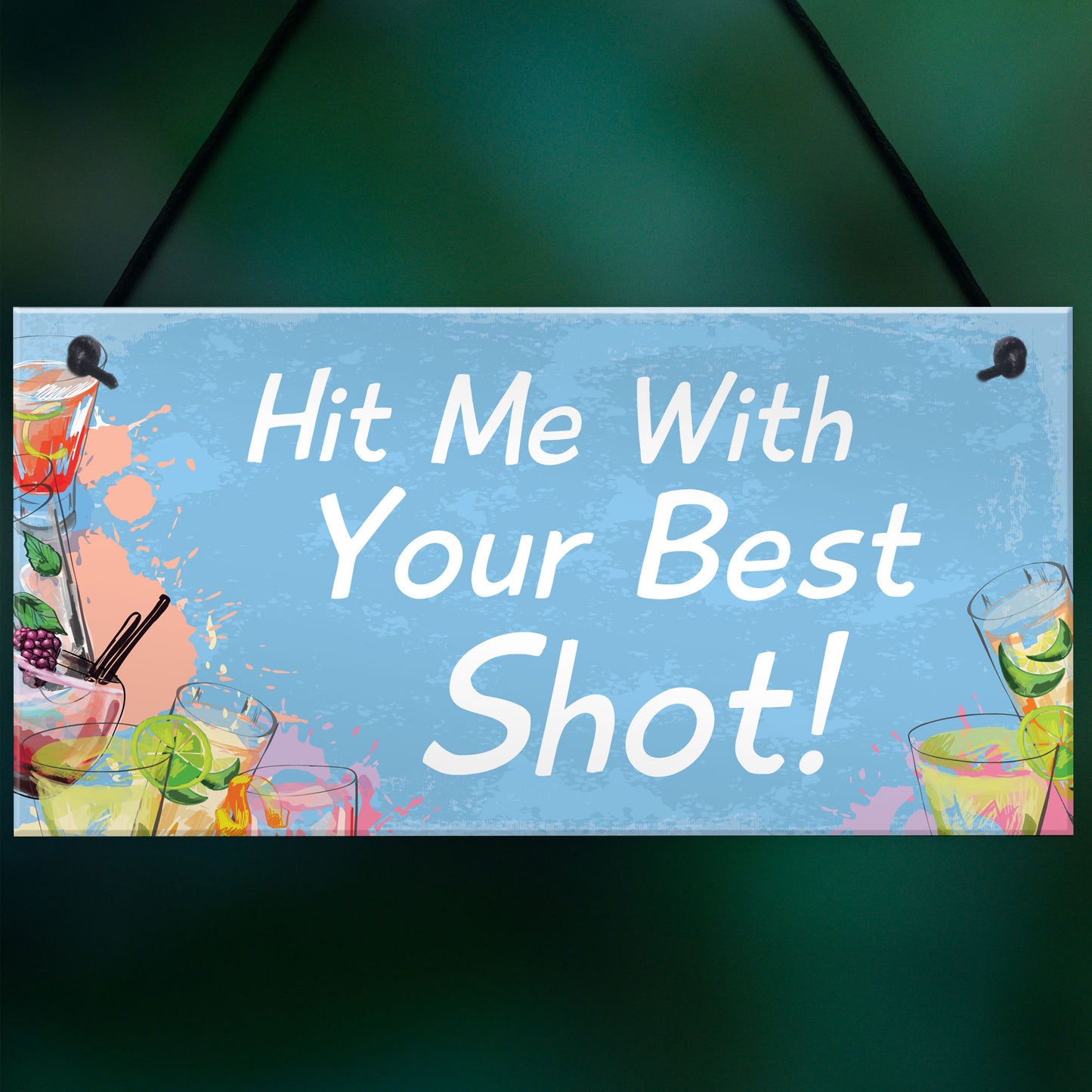 Funny Hit Me With Your Best Shot Home Bar Pub Garden Sign