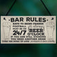 Bar Rules Still Standing Alcohol Beer Pub Plaque Funny Man Cave