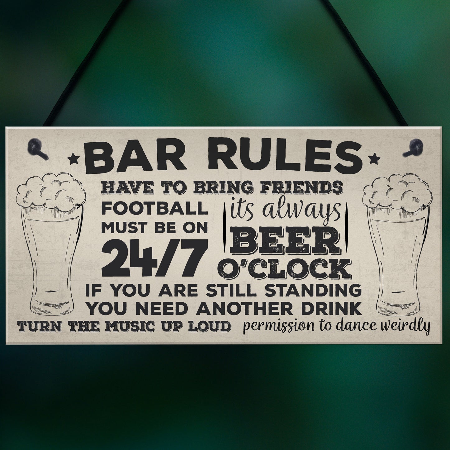 Bar Rules Still Standing Alcohol Beer Pub Plaque Funny Man Cave