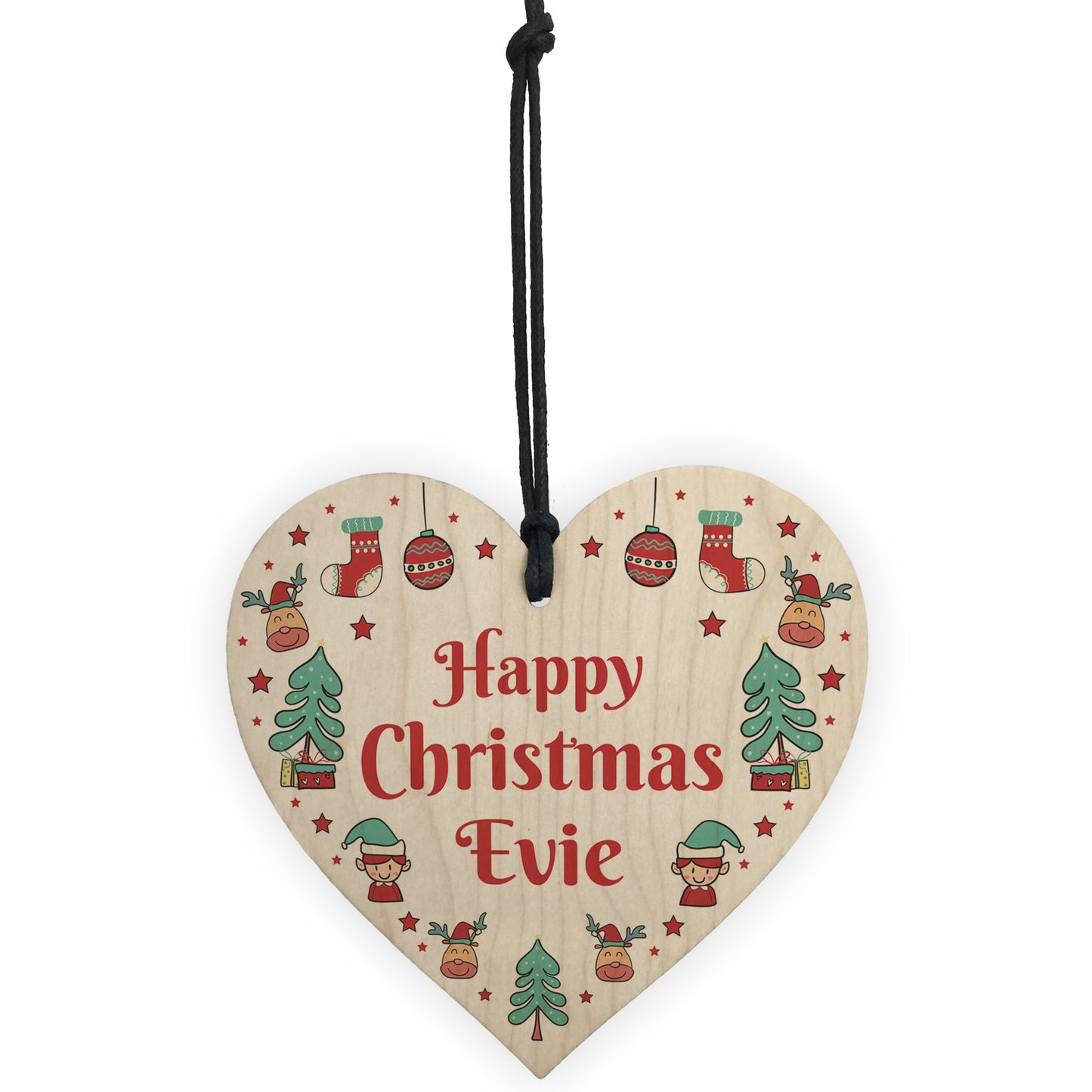 Happy Christmas Gift Personalised Hanging Heart 1st Christmas