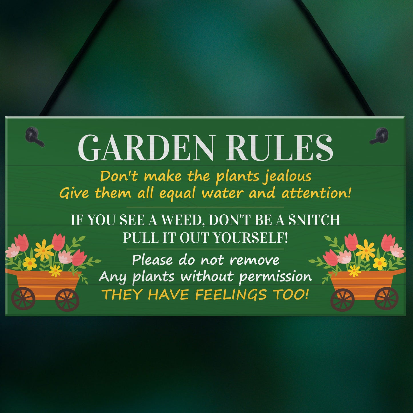 Garden Rules Funny Sign Outdoor Decor For Garden Shed Summer