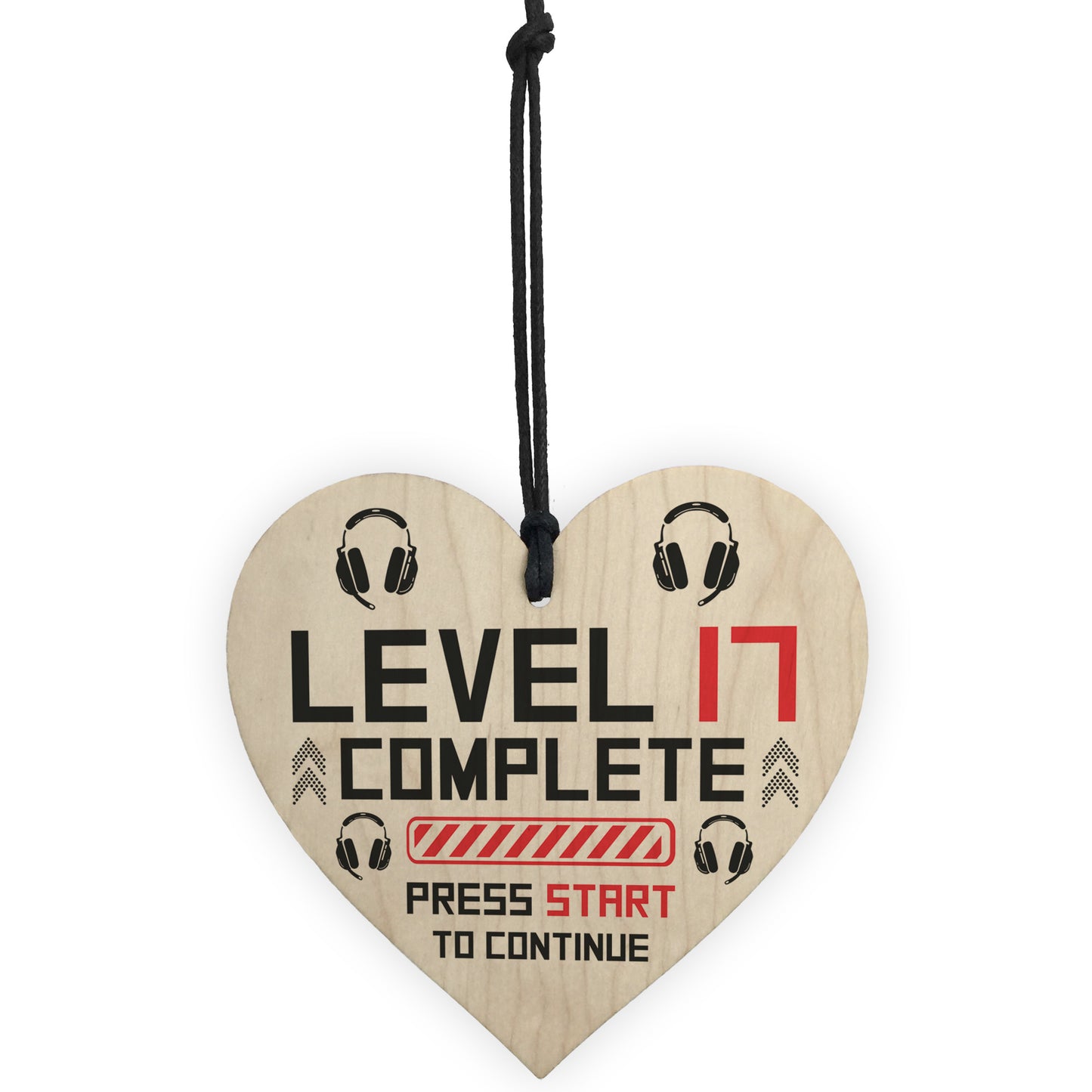 17th Birthday Gamer Gift Wood Heart Novelty 17th Birthday Gifts