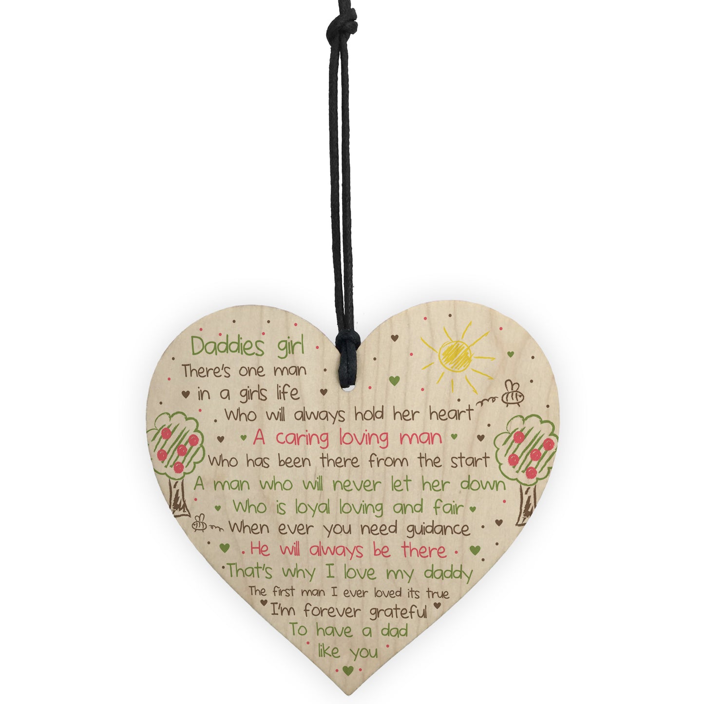 Daddies Girl Wooden Heart Fathers Day Gift For Daddy Dad