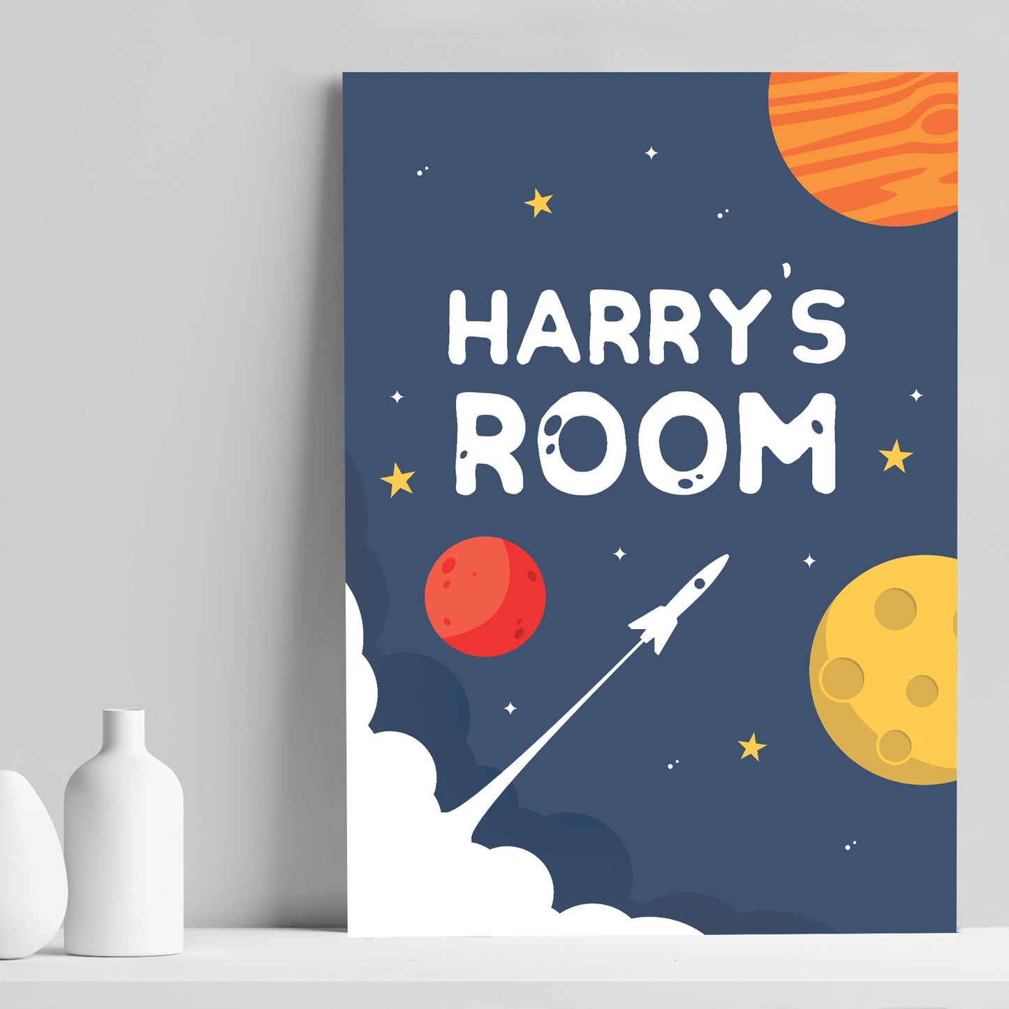 PERSONALISED Boys Bedroom Wall Art Space Room Decoration