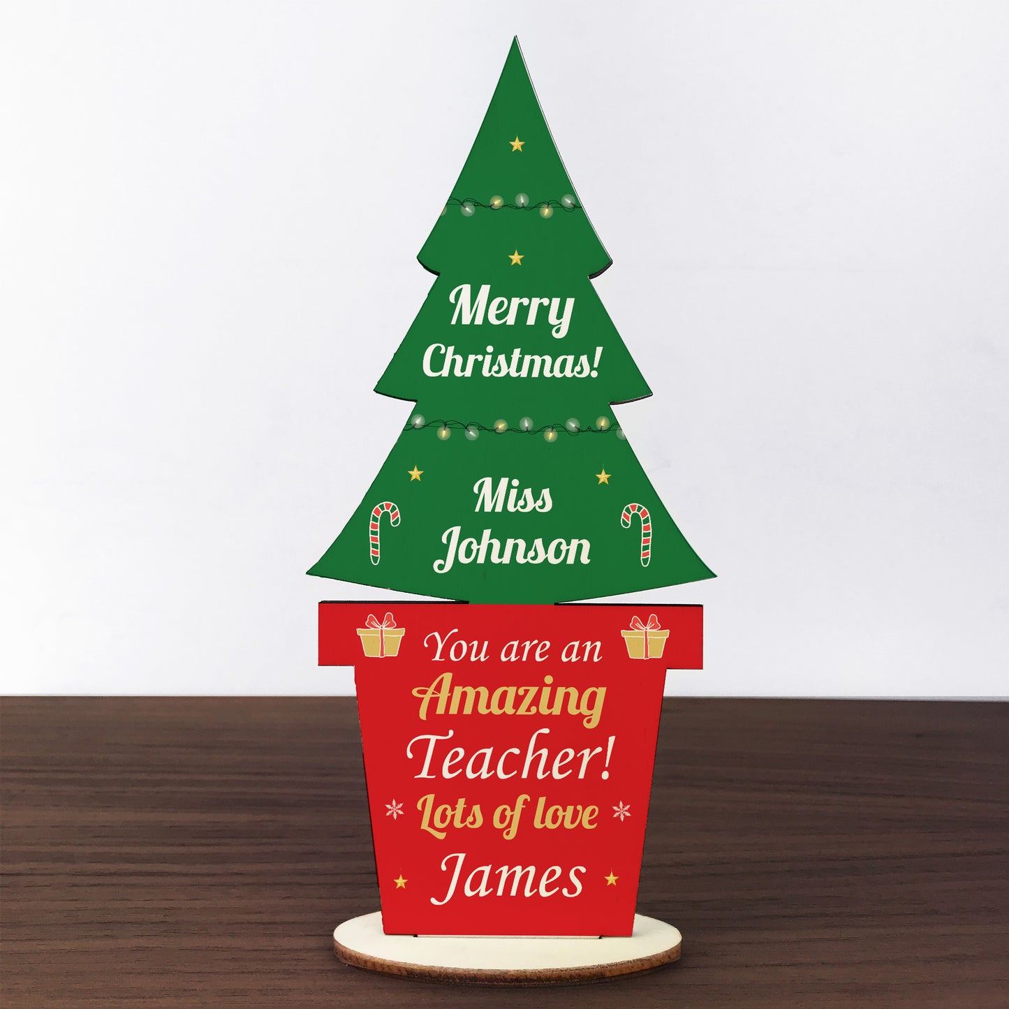 Christmas Gift For Teacher Wooden Tree Personalised Thank You