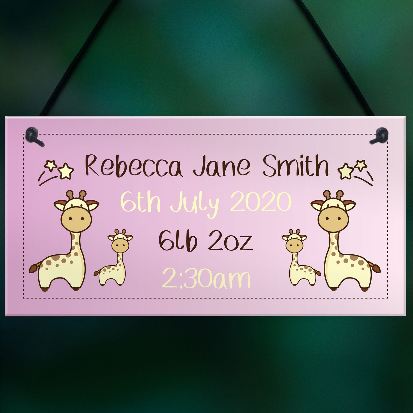 Baby Girl Nursery Sign Birth Details PERSONALISED Newborn Baby