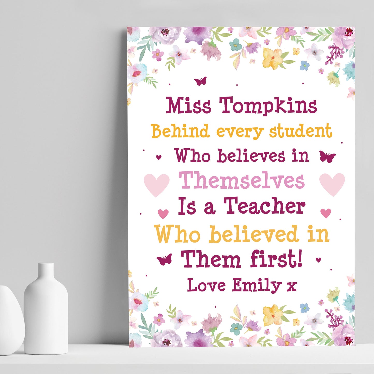 Teacher Leaving School Nursery Gift Personalised Floral Print