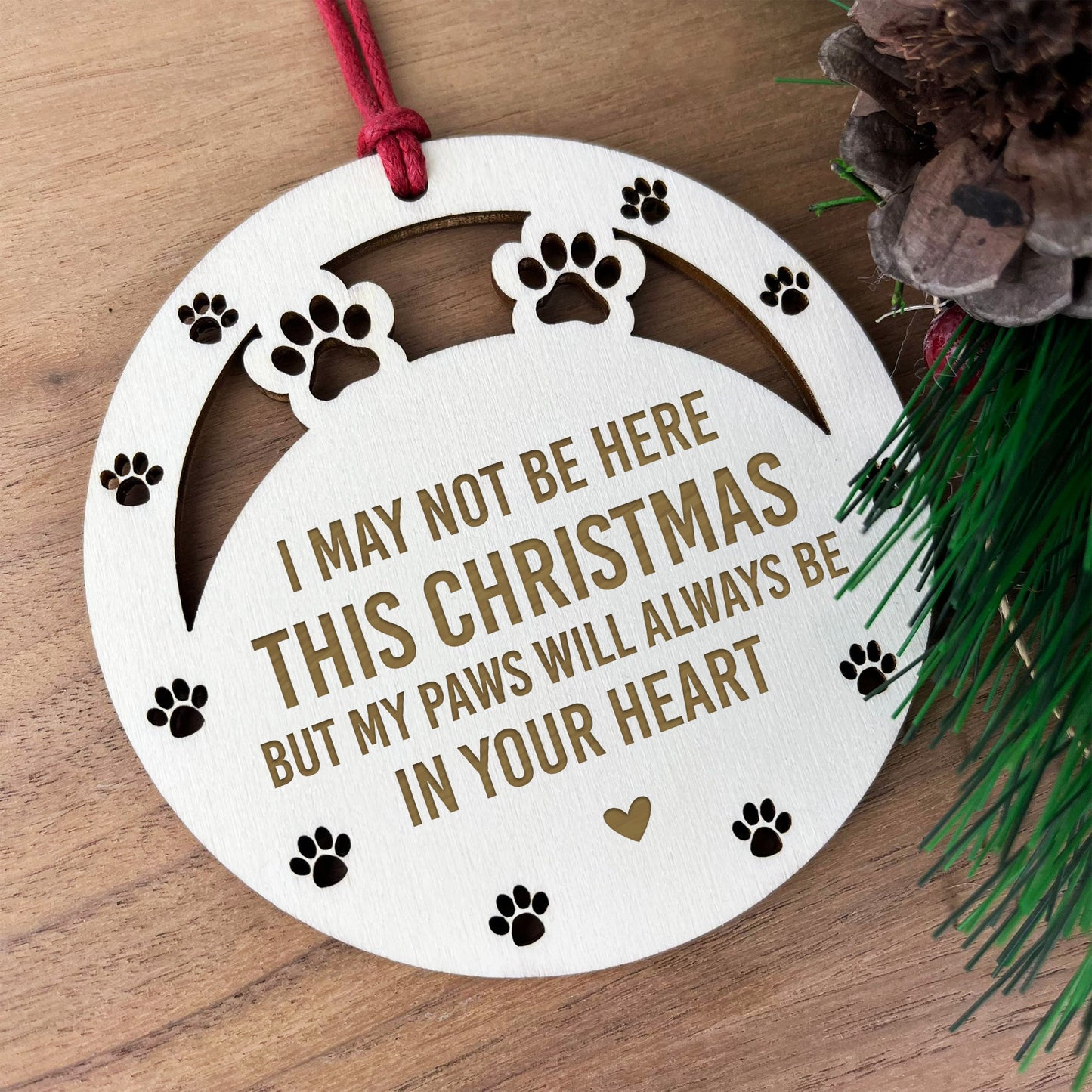 Wooden Dog Cat Pet Memorial Christmas Tree Decoration Bauble