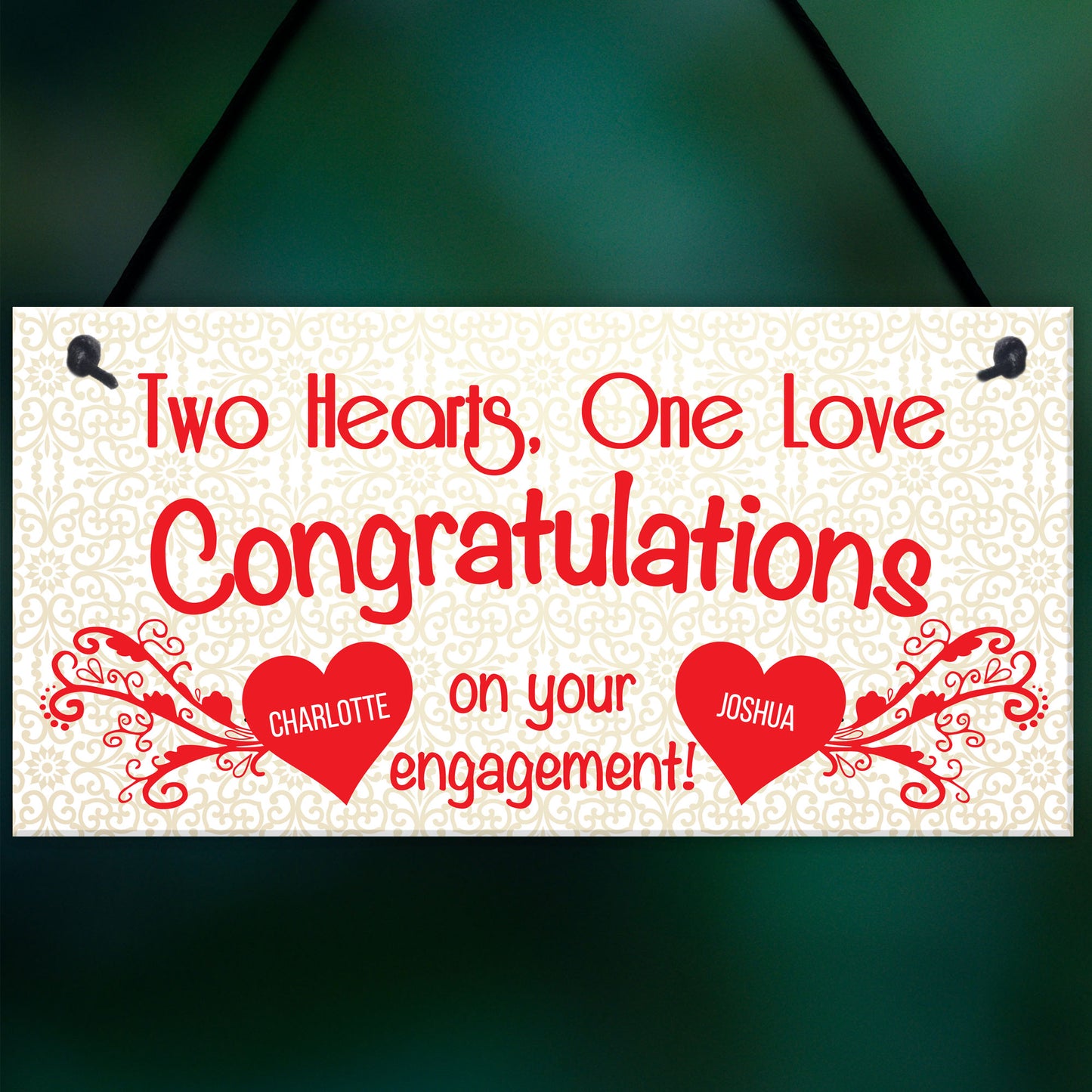 Personalised Congratulations Engagement Gift Hanging Plaque