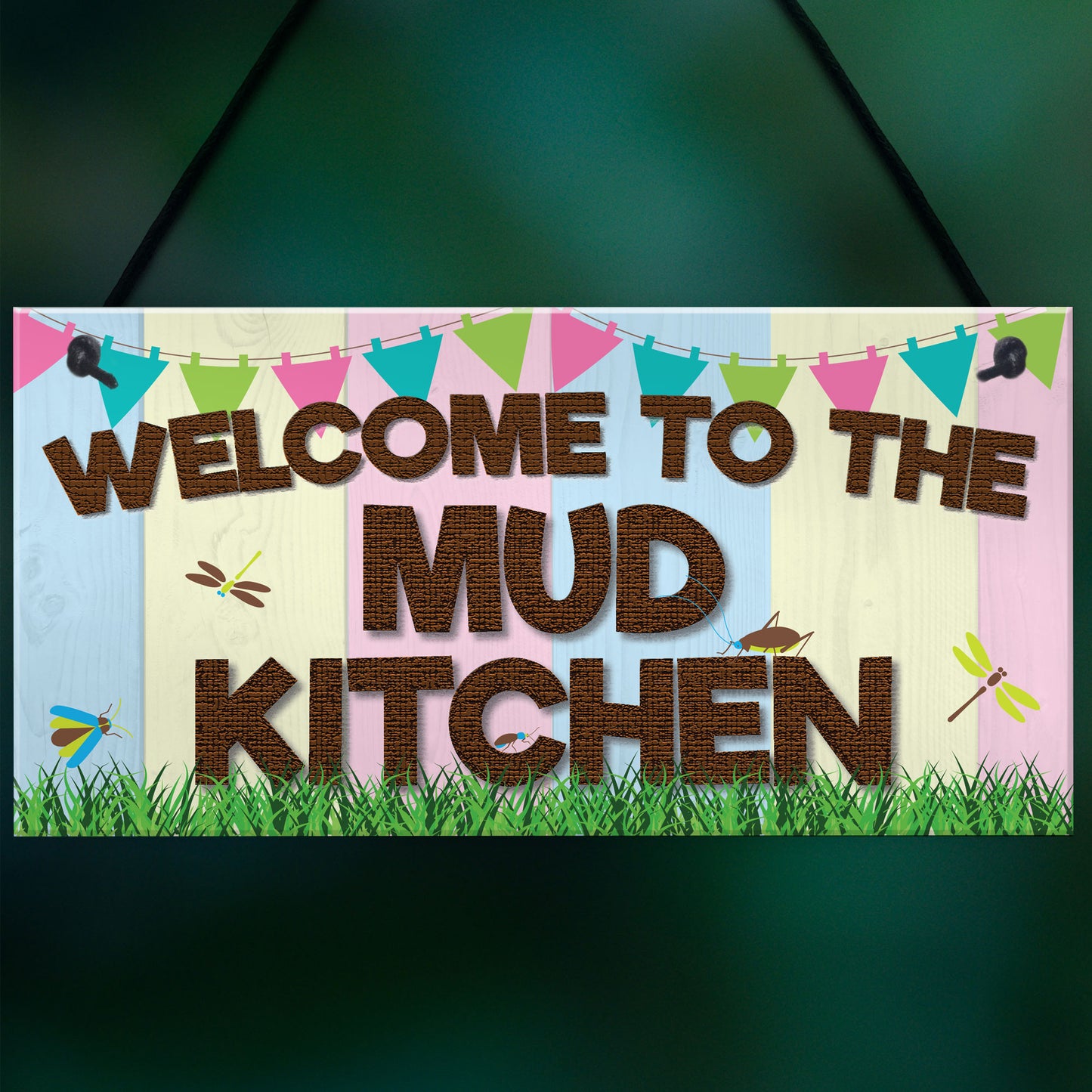 Welcome Mud Kitchen Home School Garden Outdoor Hanging Plaque